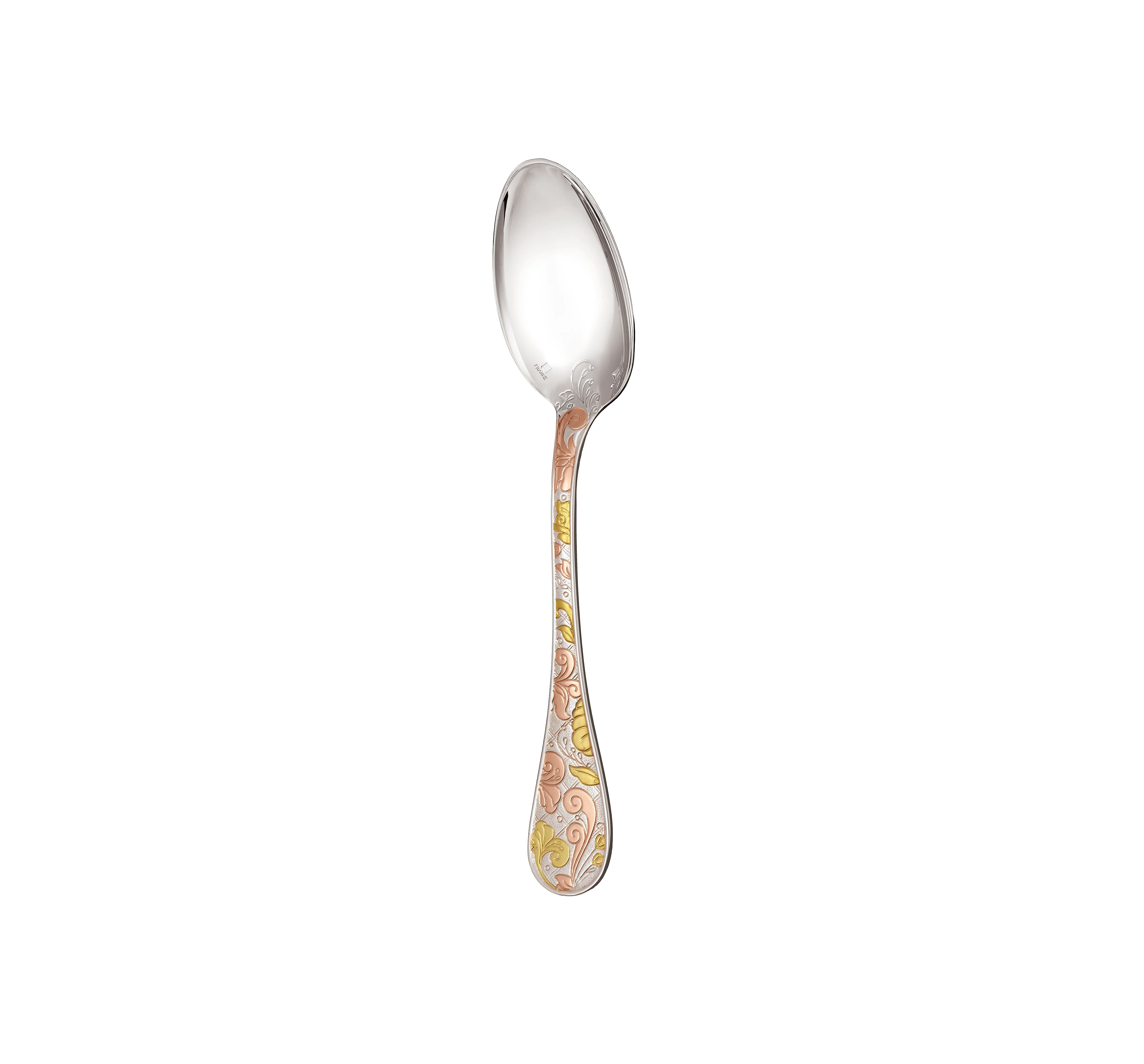 Christofle Jardin d'Eden Silver Plated Gold Accents Dessert Spoon - Rose Gold And Gold Two Golds - Image 2