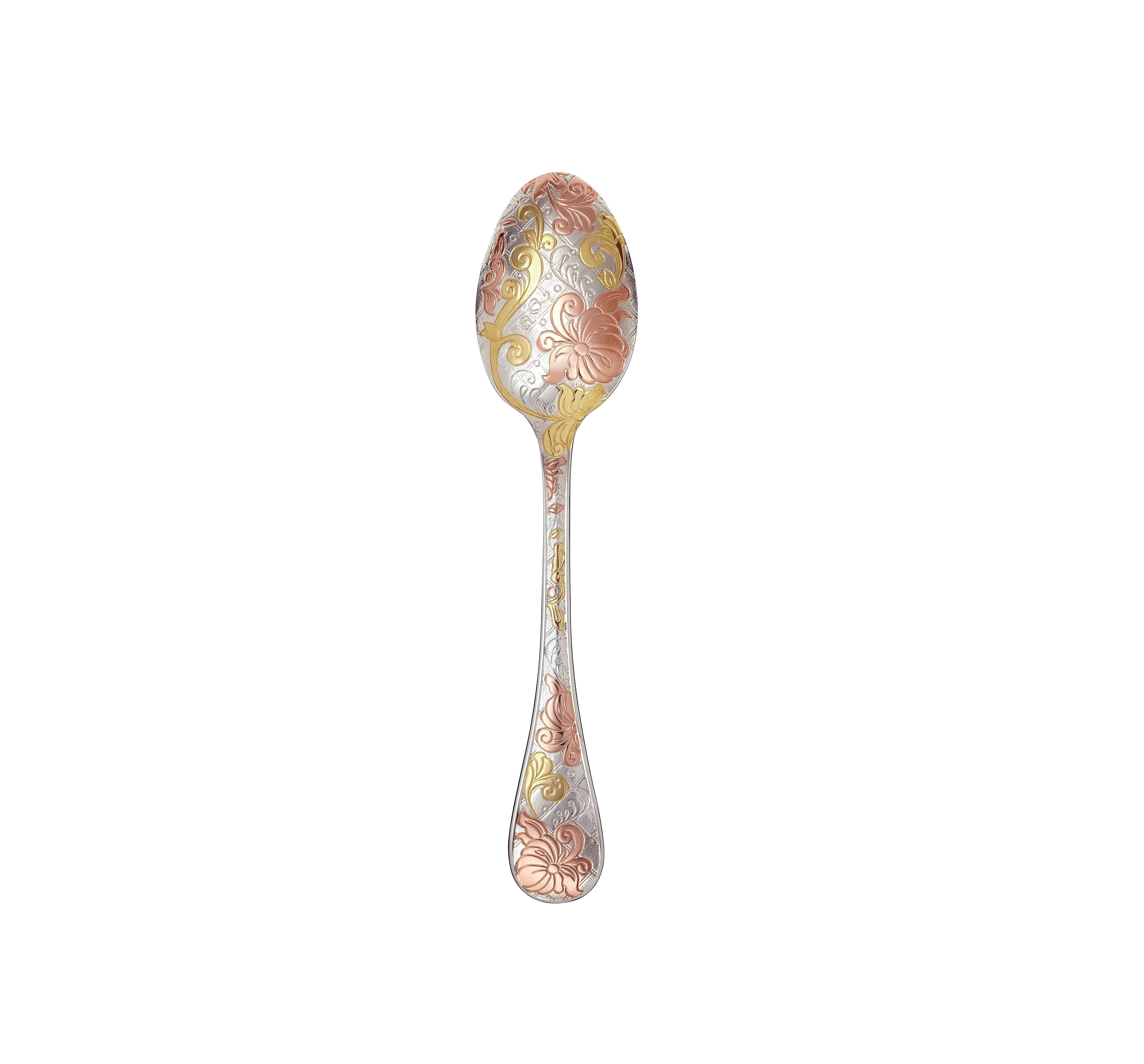 Christofle Jardin d'Eden Silver Plated Gold Accents Dessert Spoon - Rose Gold And Gold Two Golds - Image 3