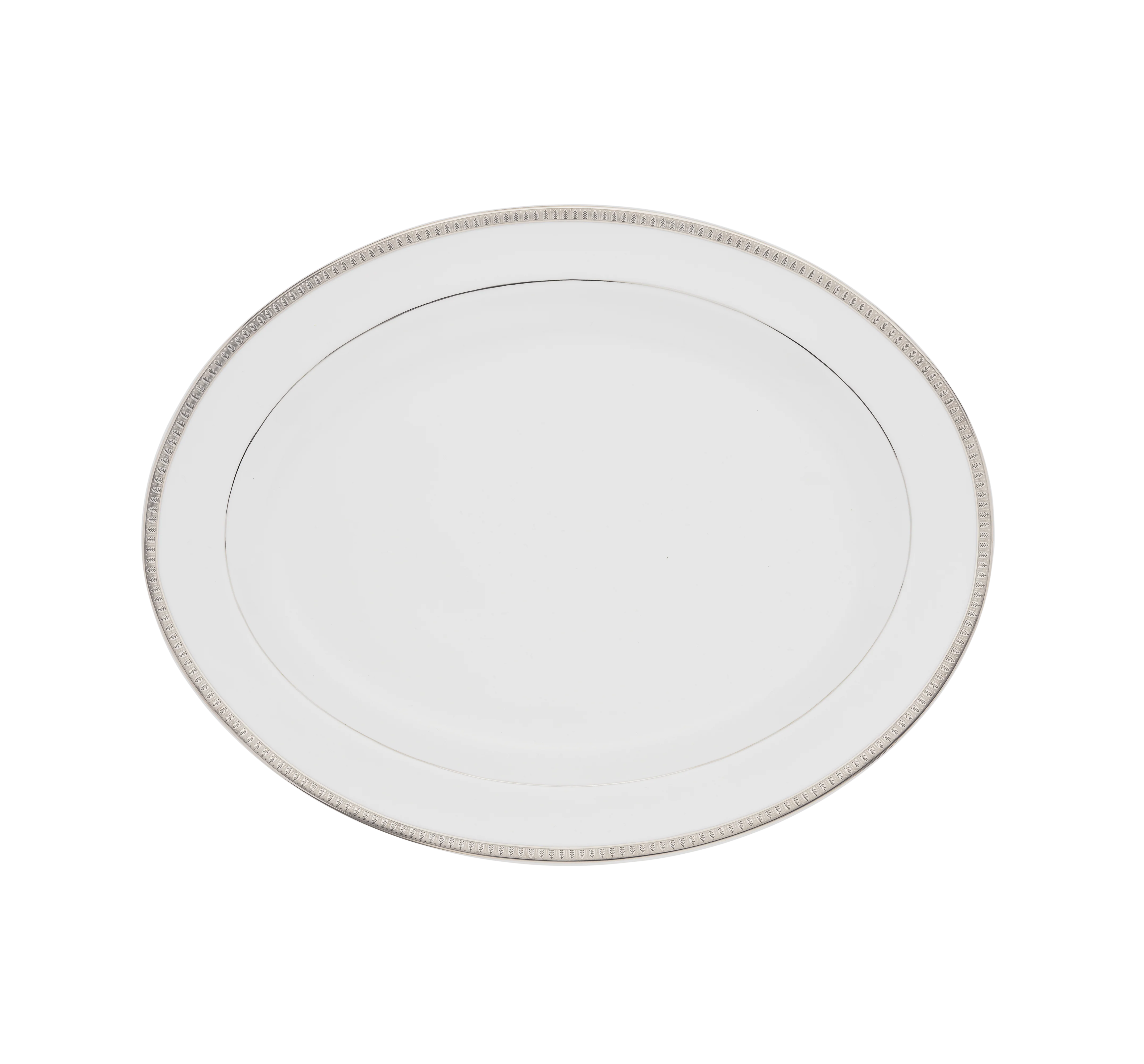 Christofle Malmaison Porcelain Oval Platter Platinum 38 Cm