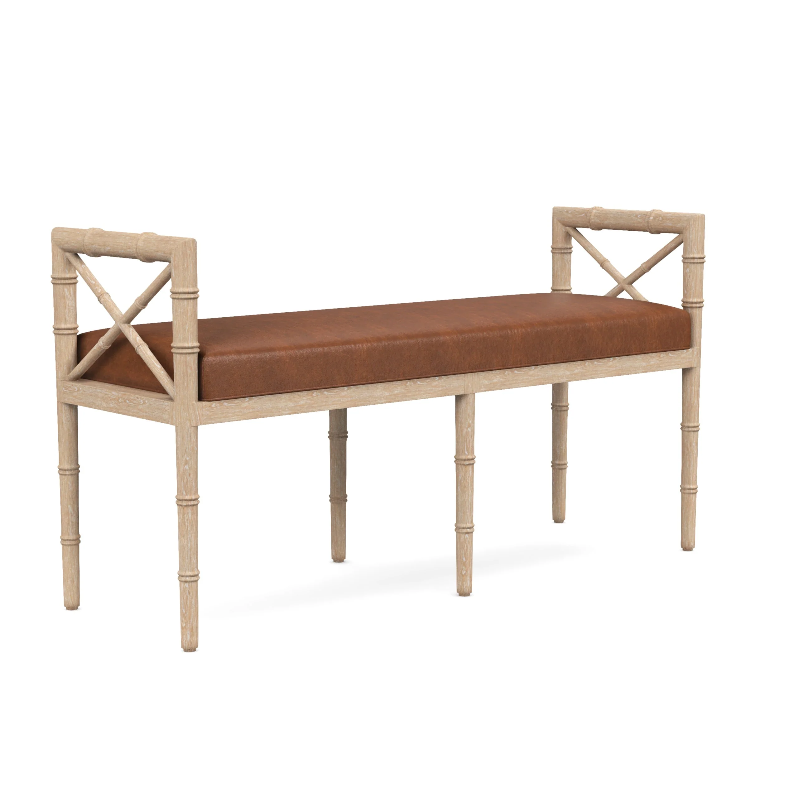 Danica Bamboo Style Upholstered Wood Bench - Image 13