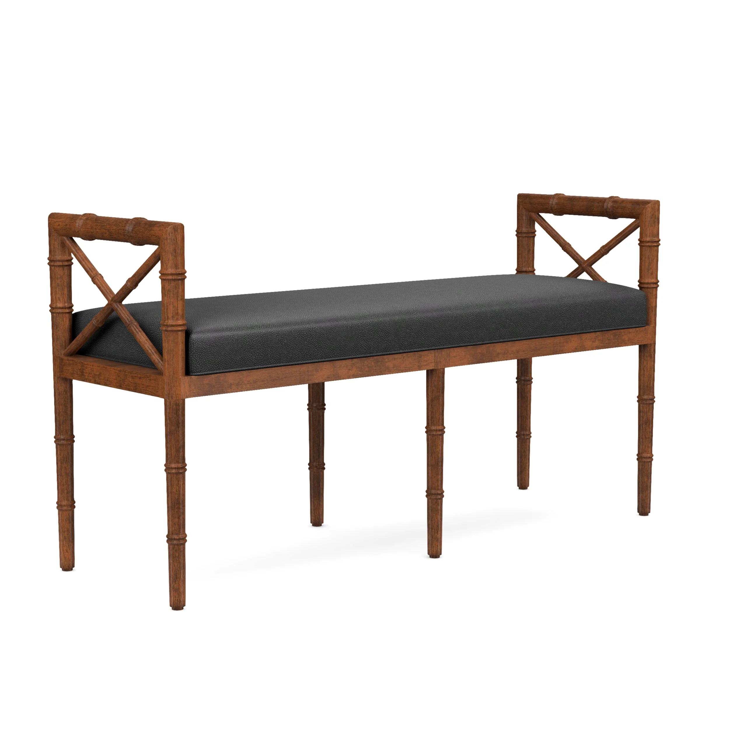 Danica Bamboo Style Upholstered Wood Bench - Image 133