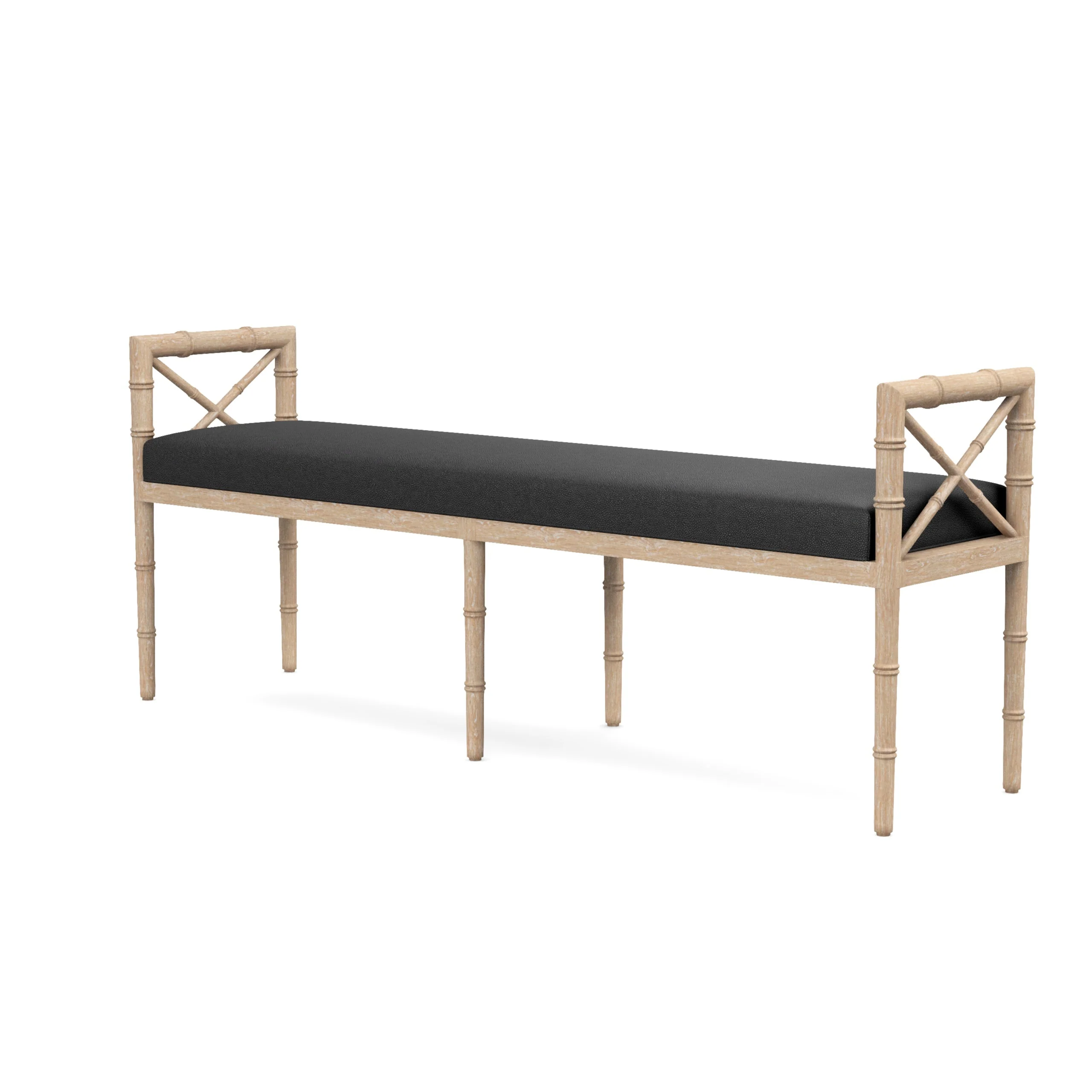 Danica Bamboo Style Upholstered Wood Bench - Image 40