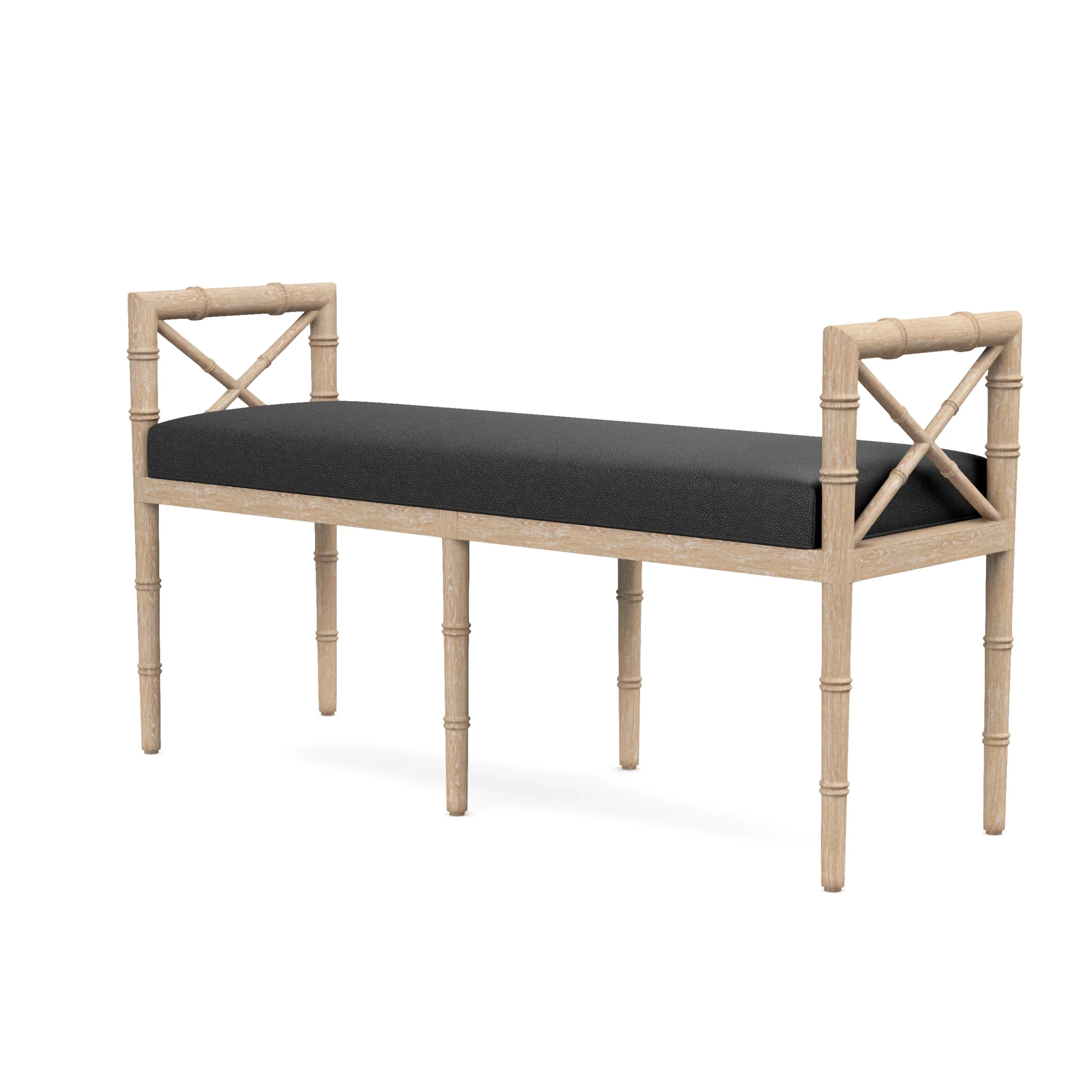 Danica Bamboo Style Upholstered Wood Bench - Image 8