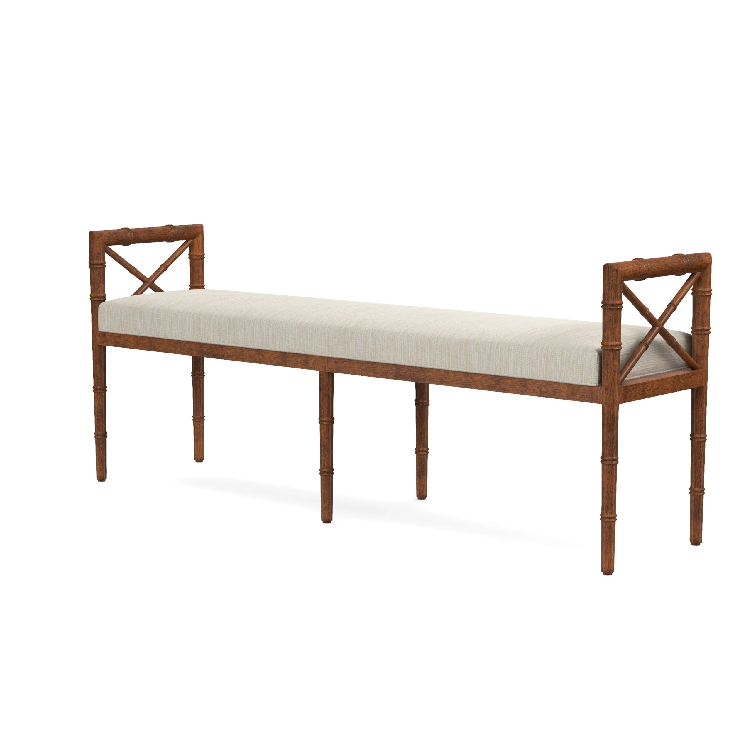 Danica Bamboo Style Upholstered Wood Bench - Image 84
