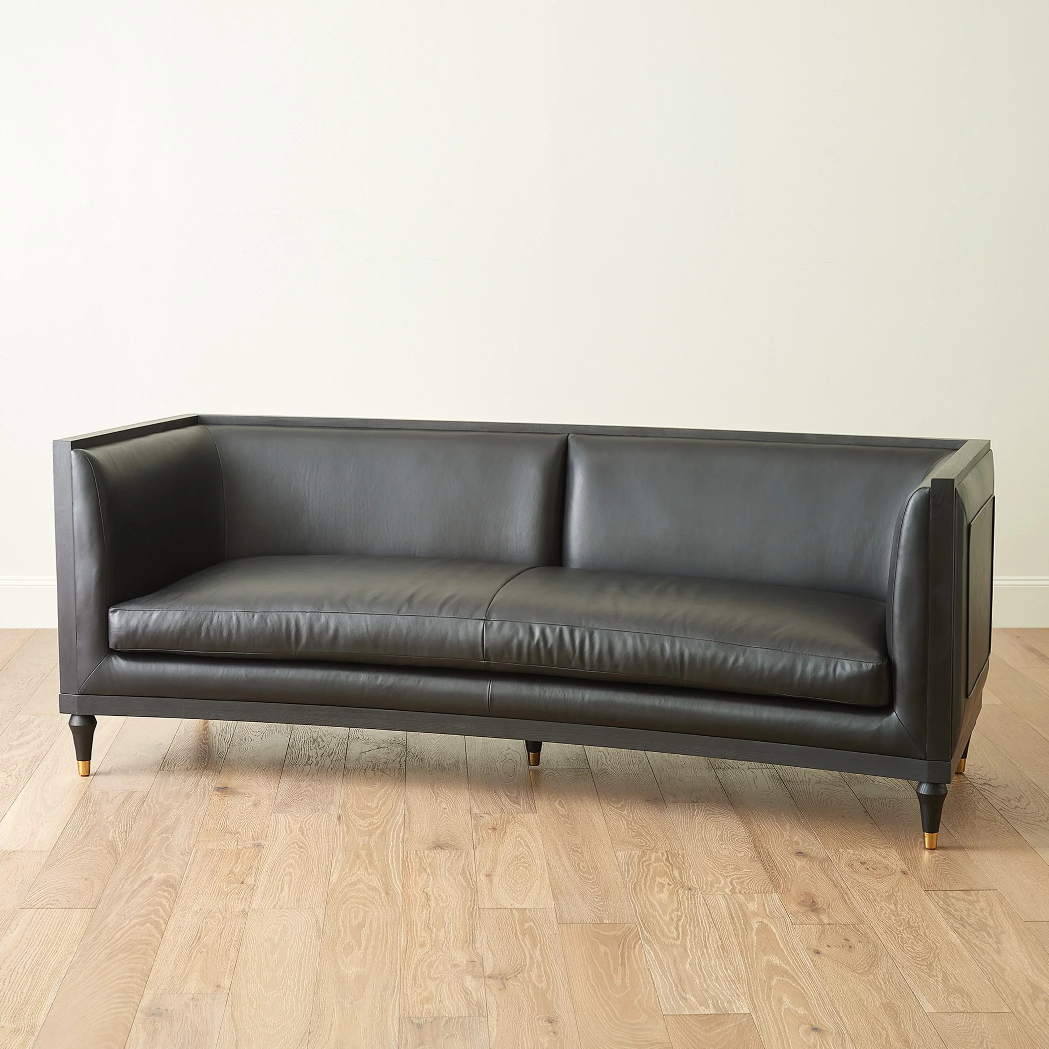 Global Views Black Leather Arc Sofa - Image 5