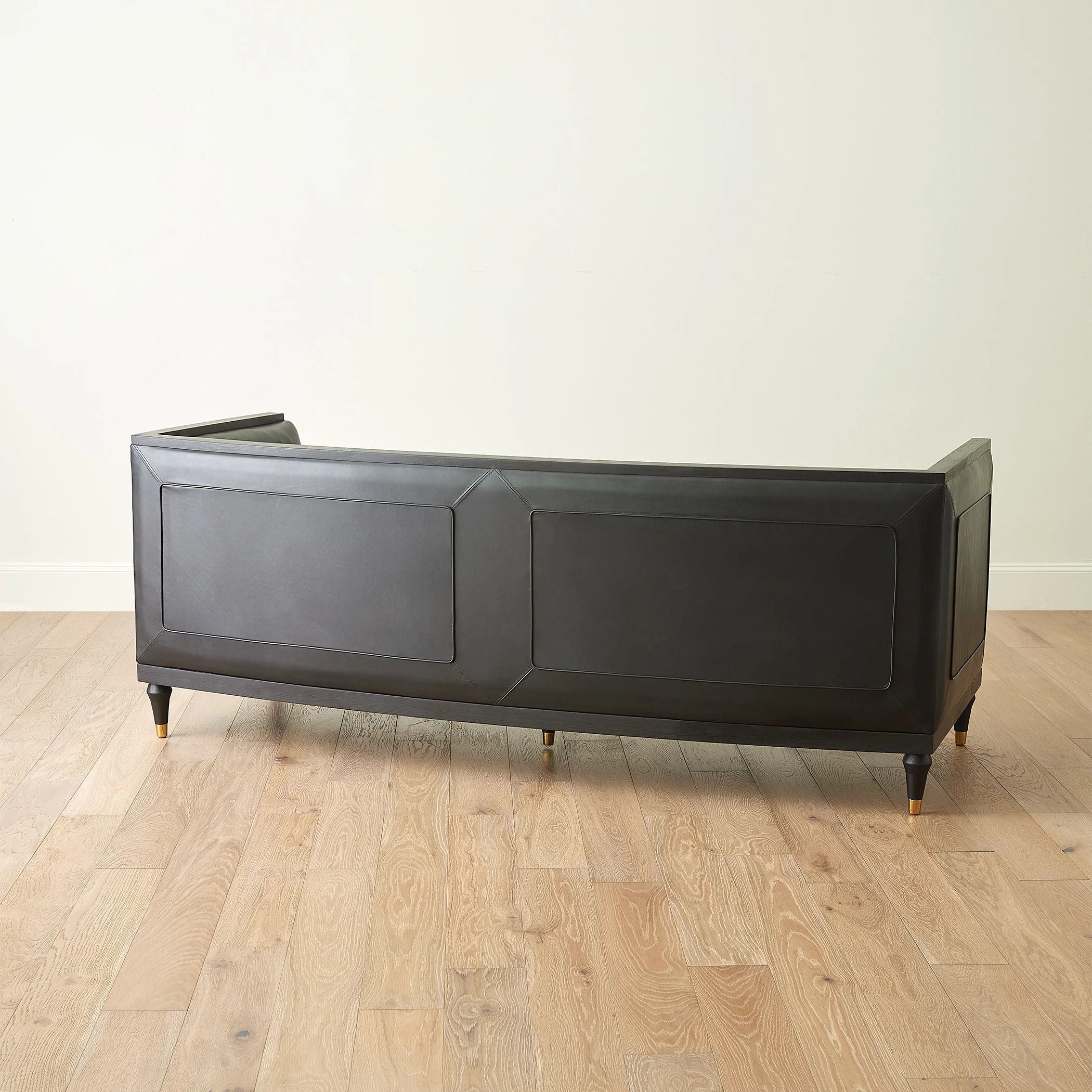 Global Views Black Leather Arc Sofa - Image 6