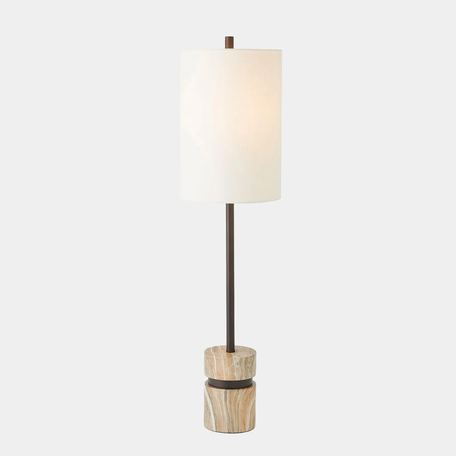 Global Views Benson Faux Travertine Bronze Buffet Lamp - Image 2