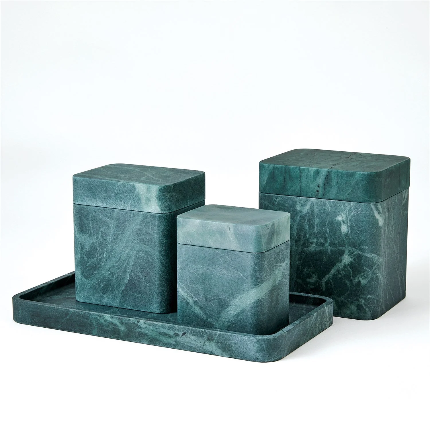 Global Views Black Green Raggio Alabaster Tray - Image 4