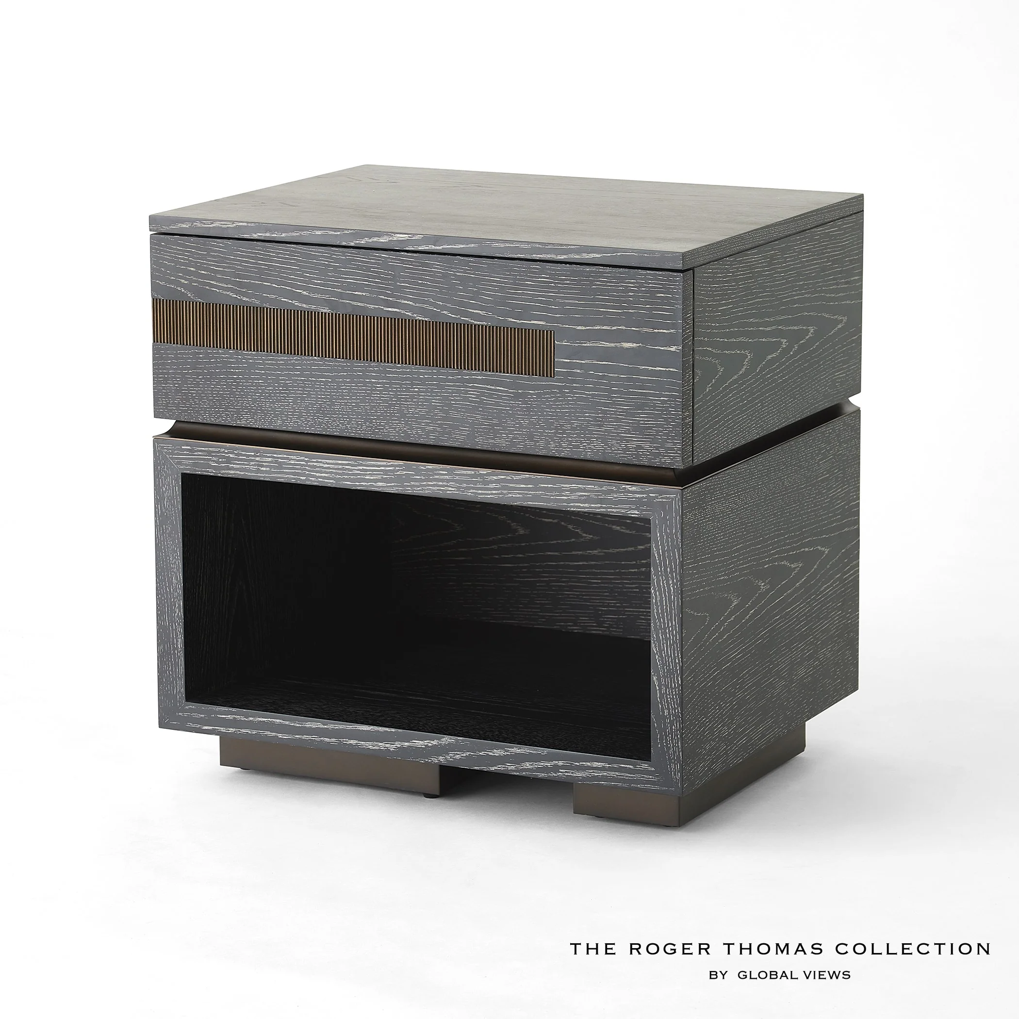 Global Views Black Cerused Oak Brazil Bedside Chest - Image 3