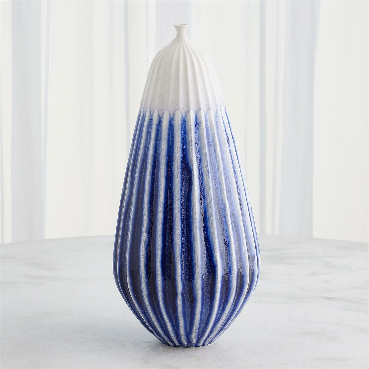 Global Views Cobalt Furrow Vase - Image 5