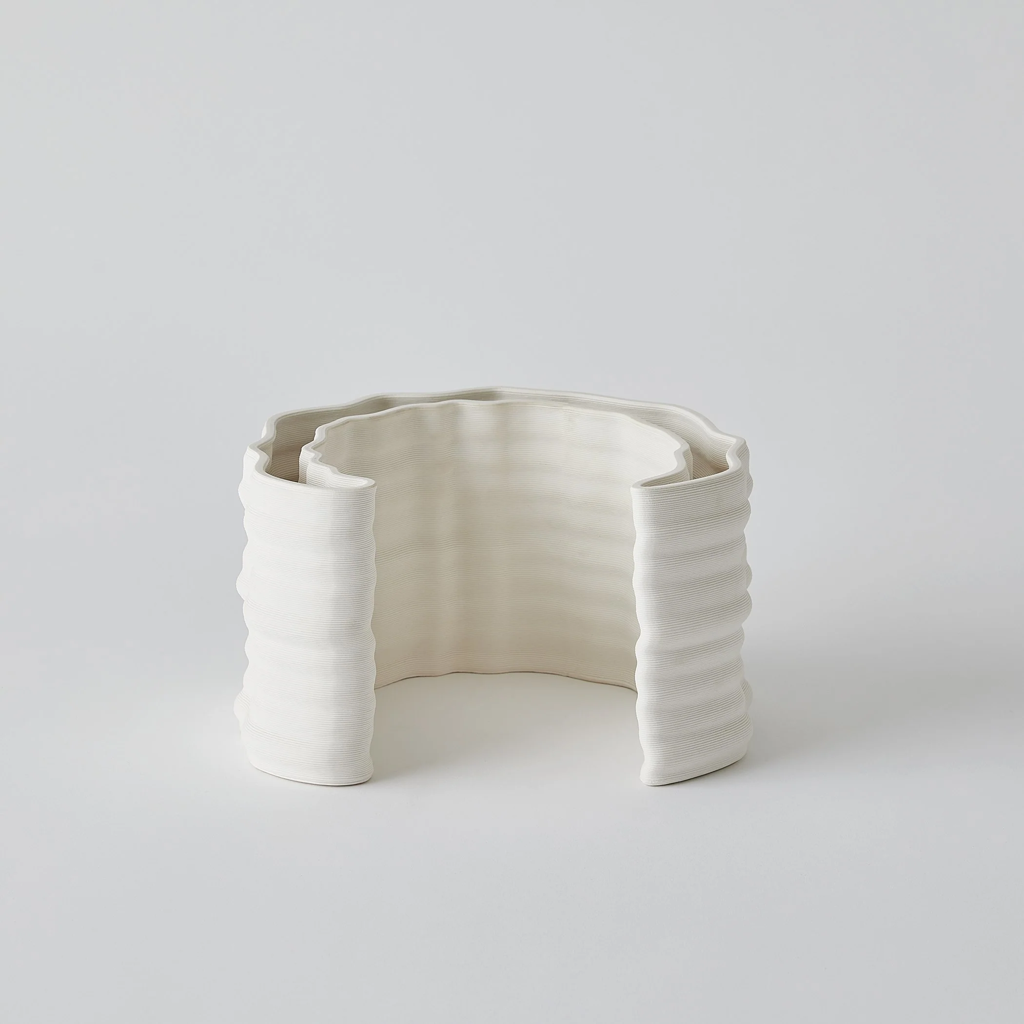 Global Views Matte White Crescent Printed Vase