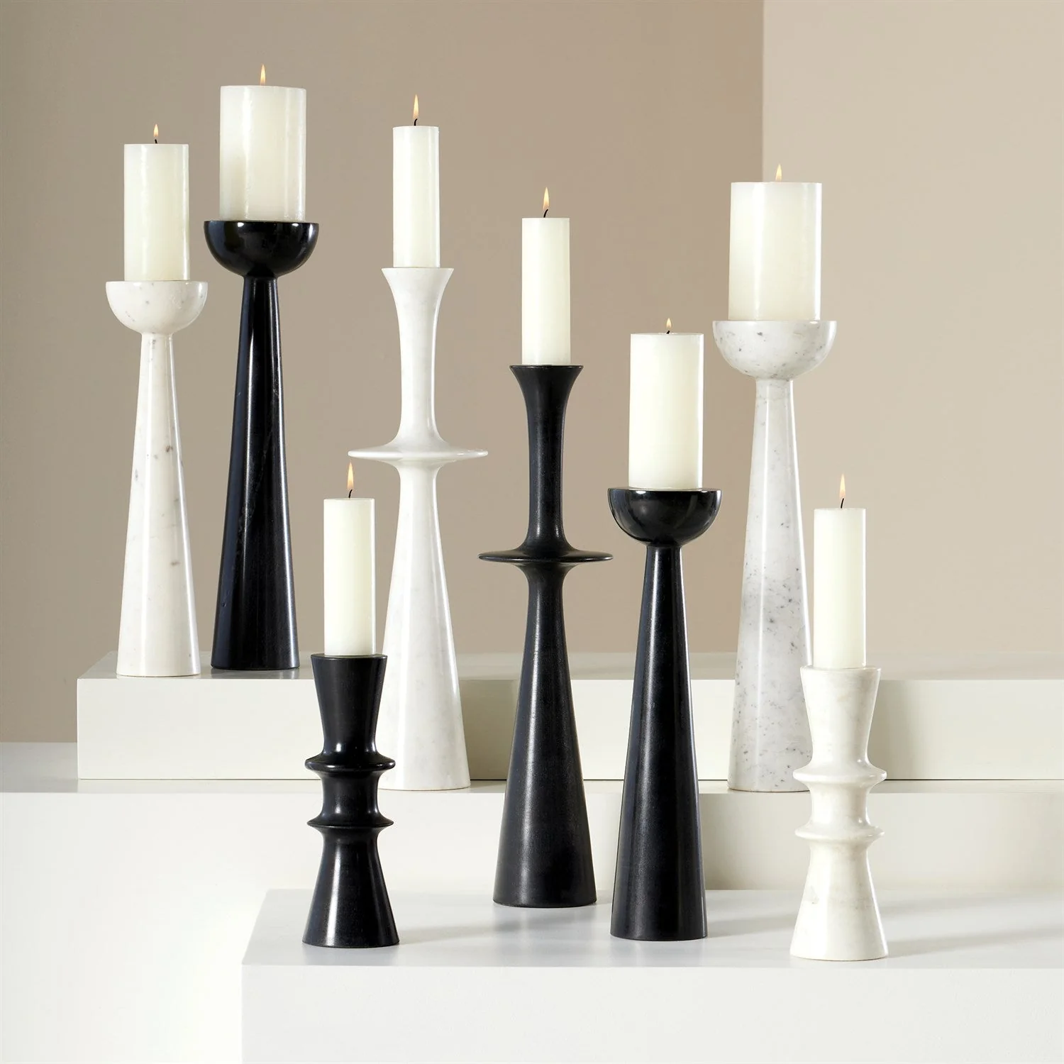 Global Views Black Double Flair Candle Stand - Image 2