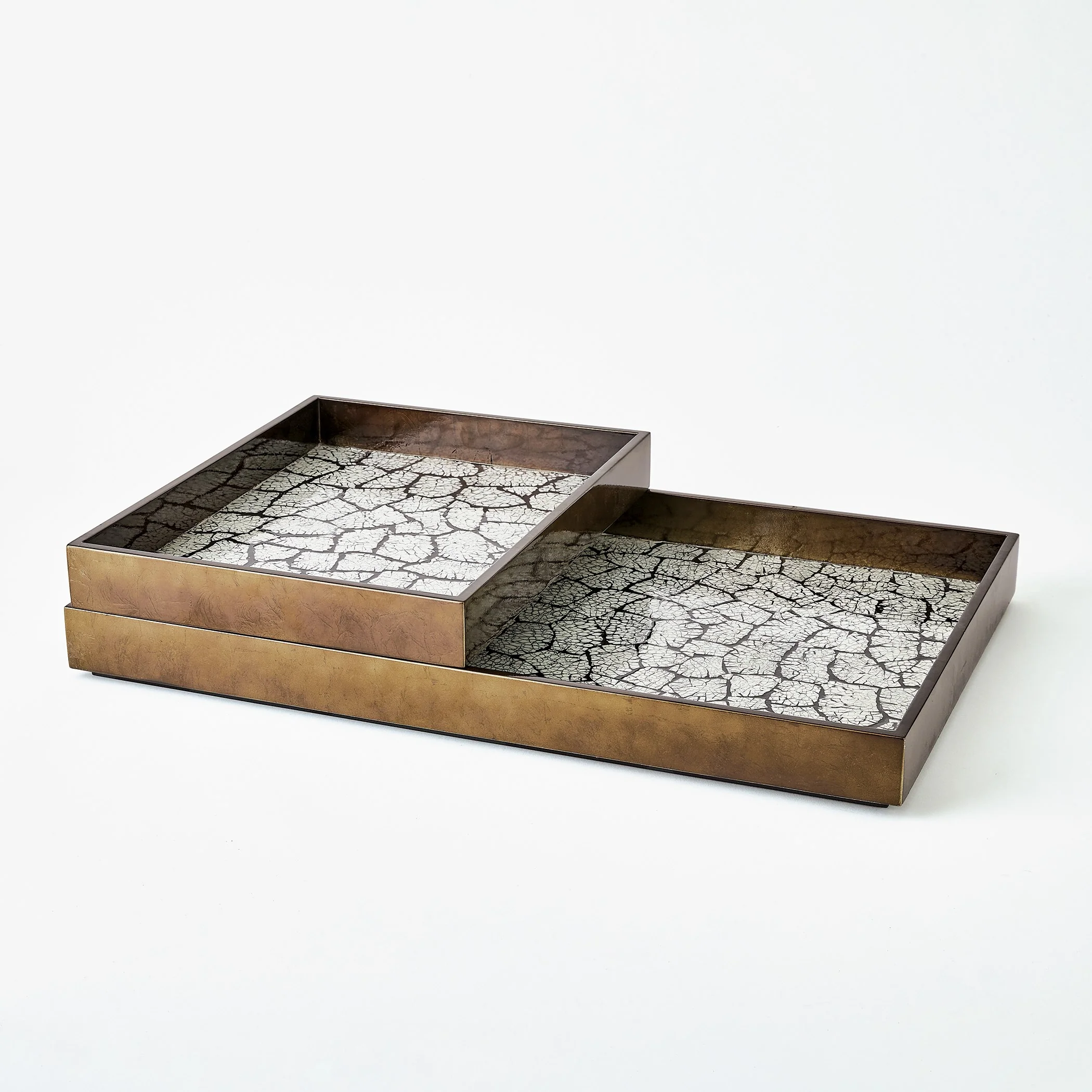 Global Views Antique Gold Leaf Eggshell Tray - Image 3