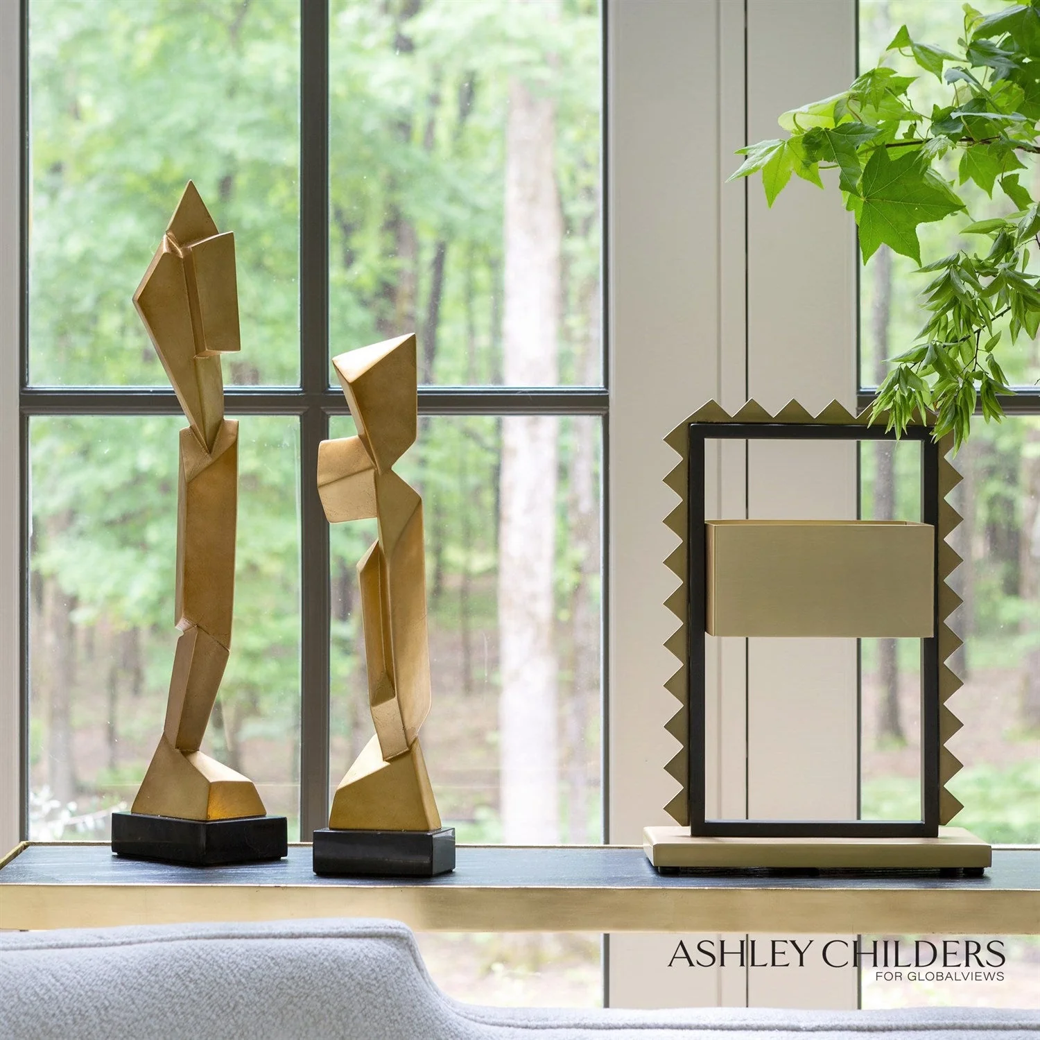 Global Views Gold Facet Sculpture - Image 3