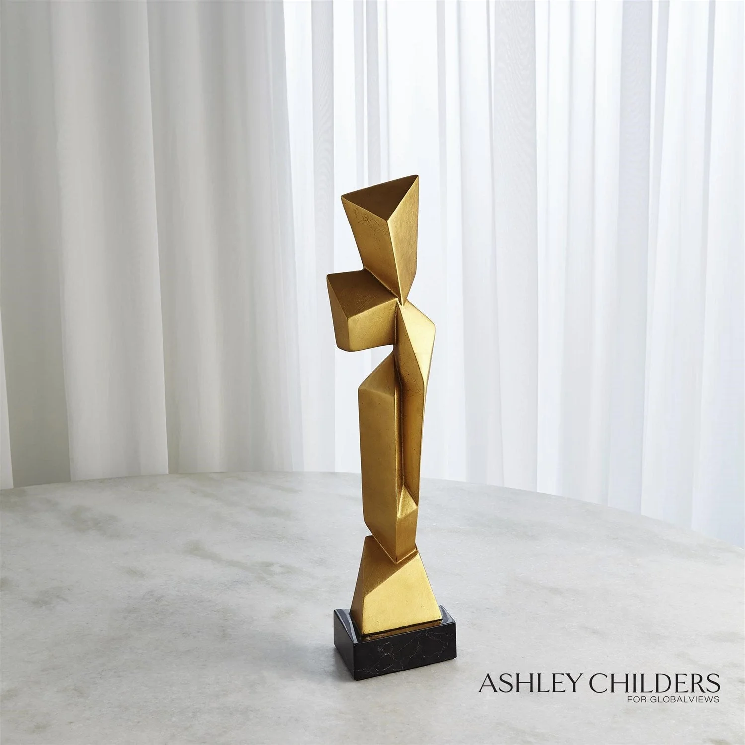 Global Views Gold Facet Sculpture - Image 5