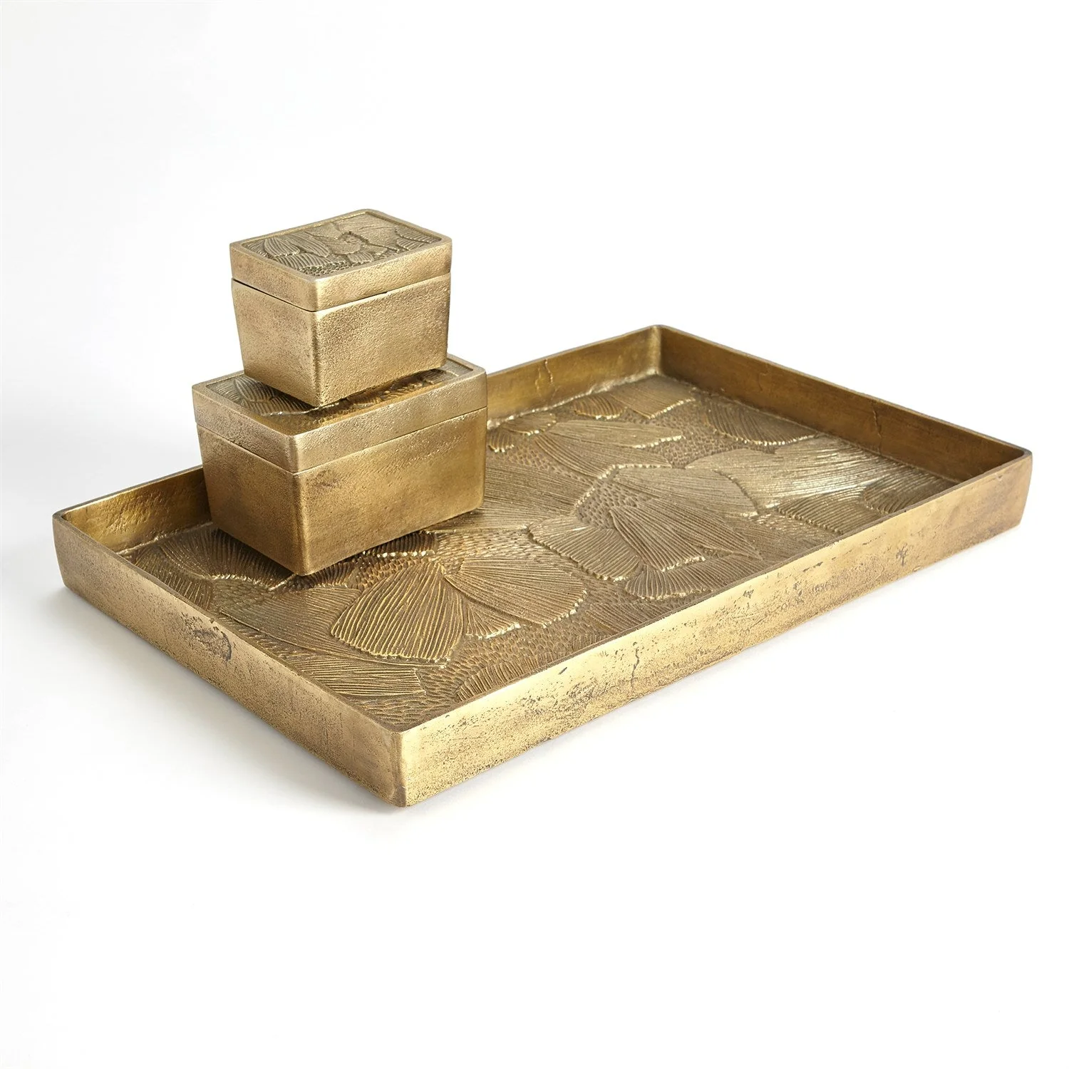 Global Views Antique Brass Flora Tray - Image 6