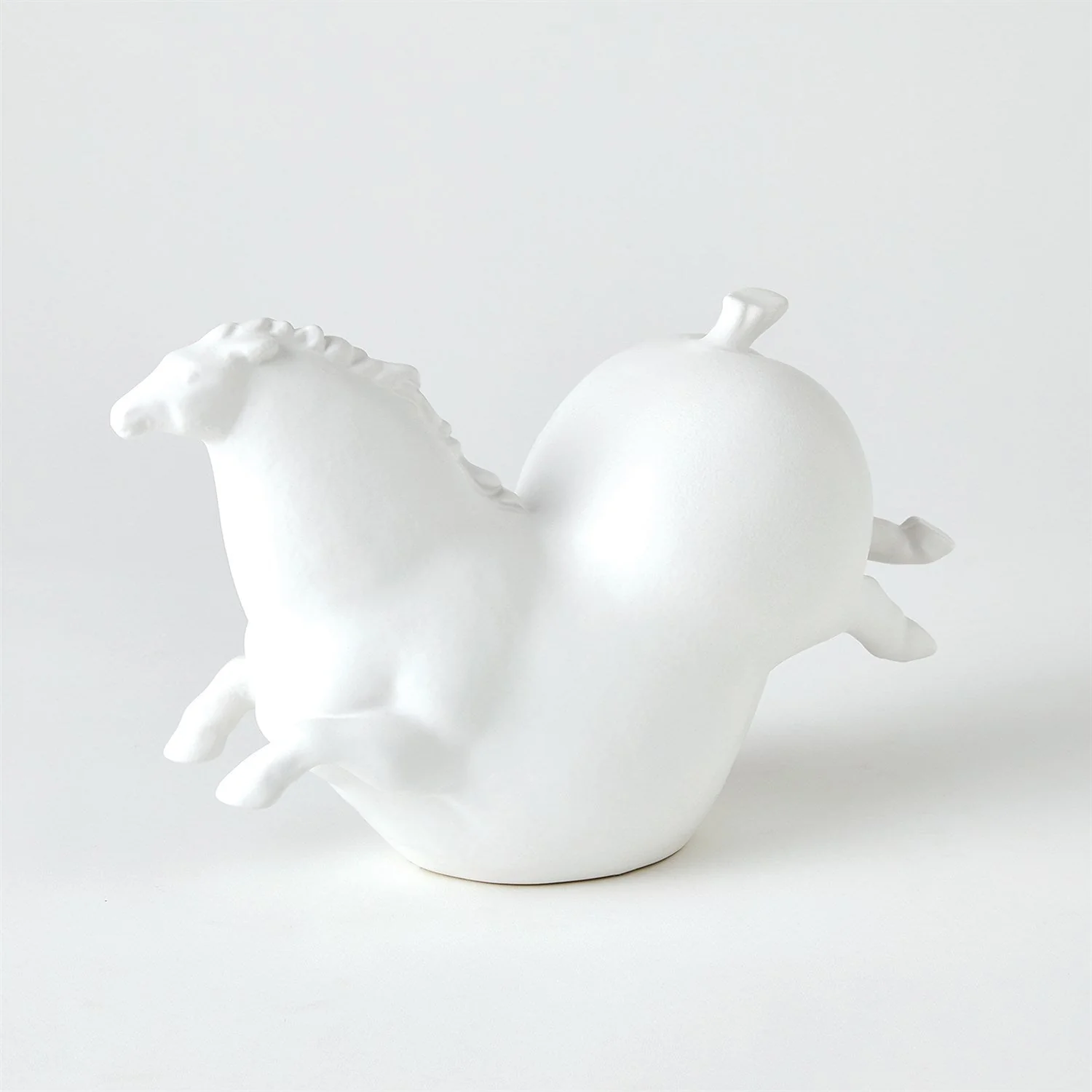 Global Views Matte White Friesian Horse