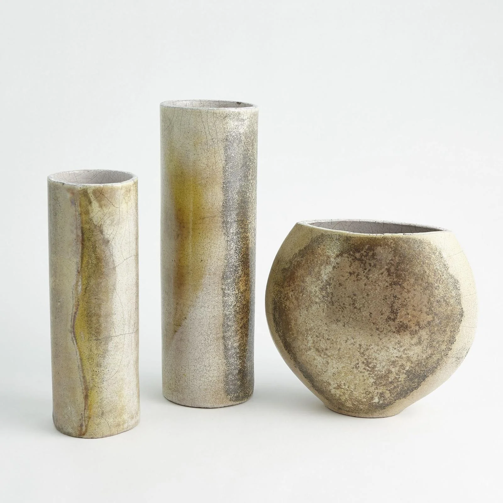 Global Views Golden Raku Flat Round Vase - Image 4