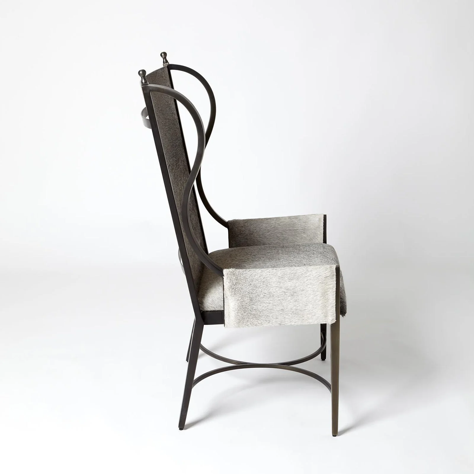 Global Views Grey Hair on Hide Iron Wing Chair - Image 9