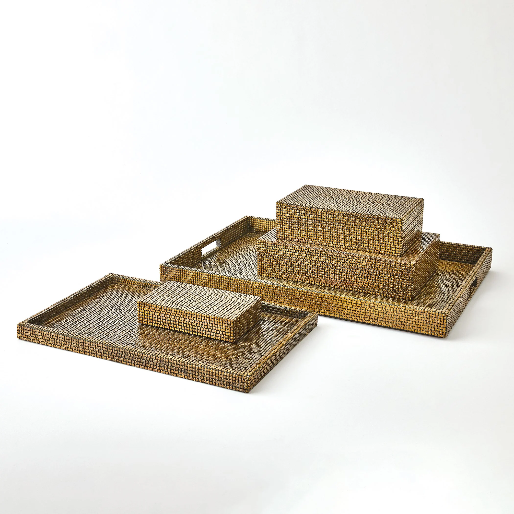 Global Views Brass Lames Boxes and Trays Aged - Image 3