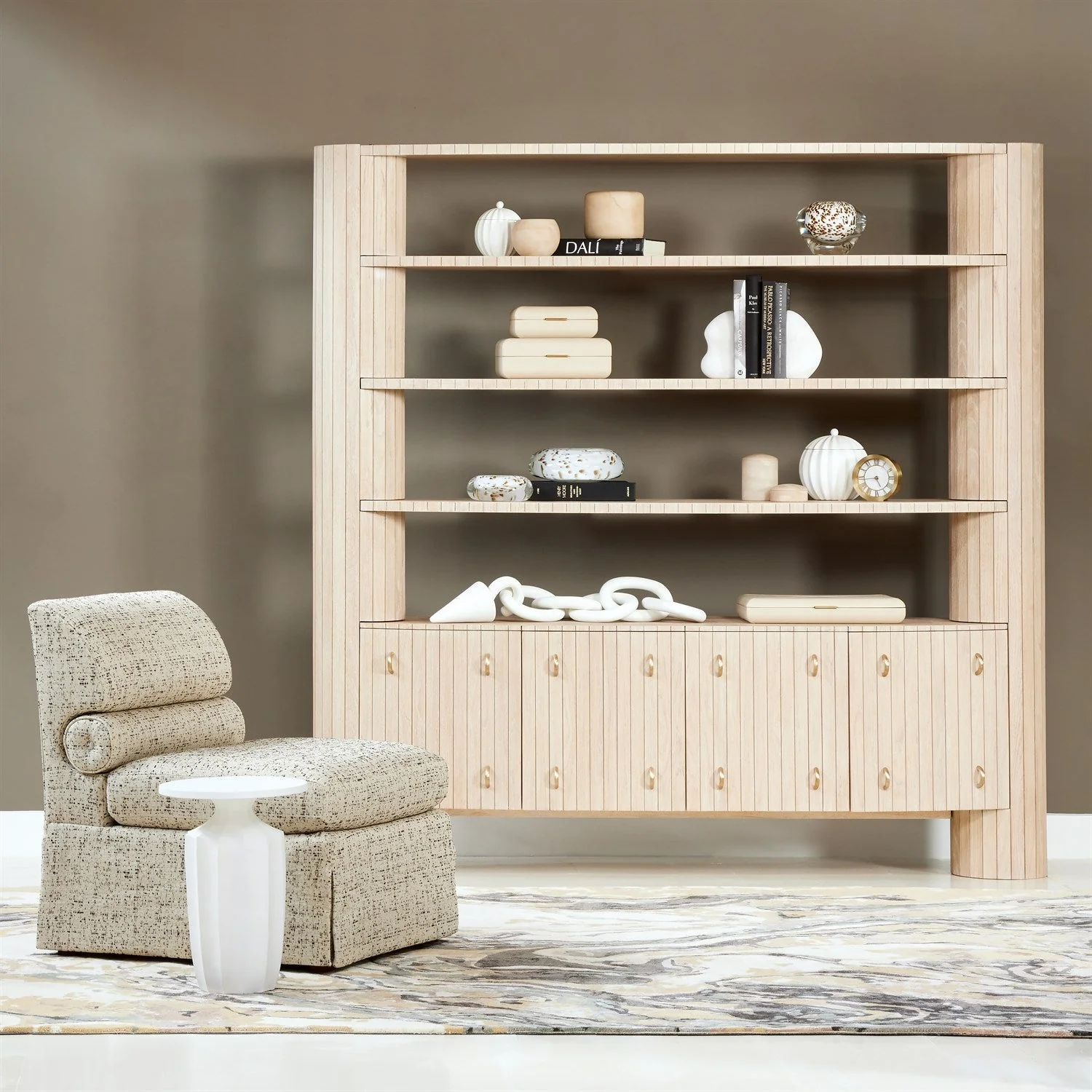 Global Views Luna Natural Oak Bookshelf - Image 2