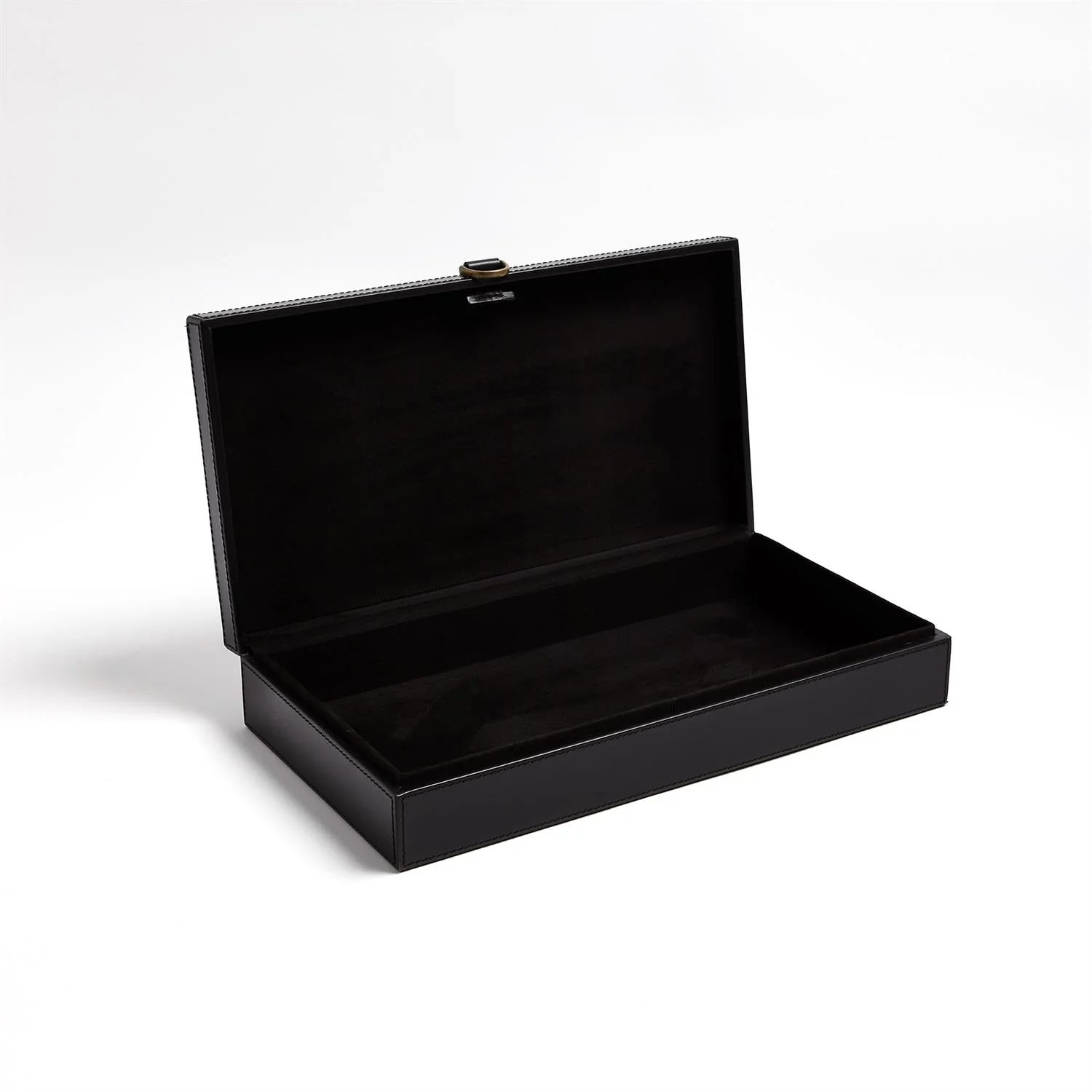 Global Views Black Marbled Leather D Ring Box - Image 7