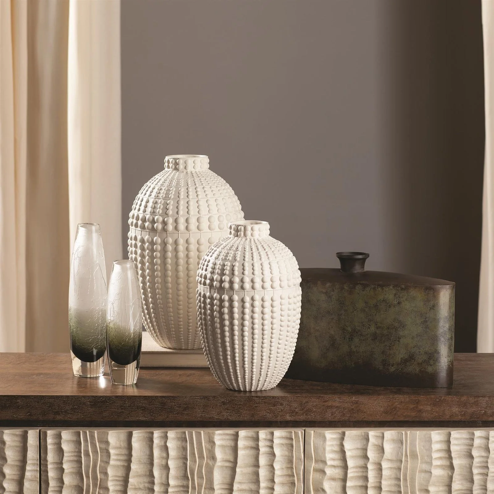 Global Views Rustic White Nail Head Vase - Image 5