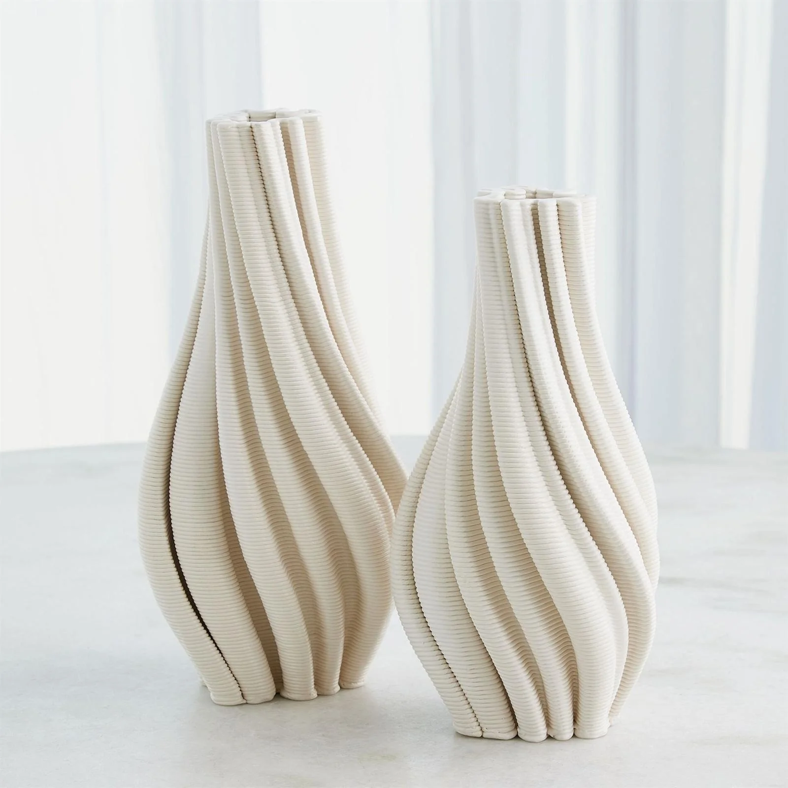 Global Views Odally Printed Matte White Vase - Image 3