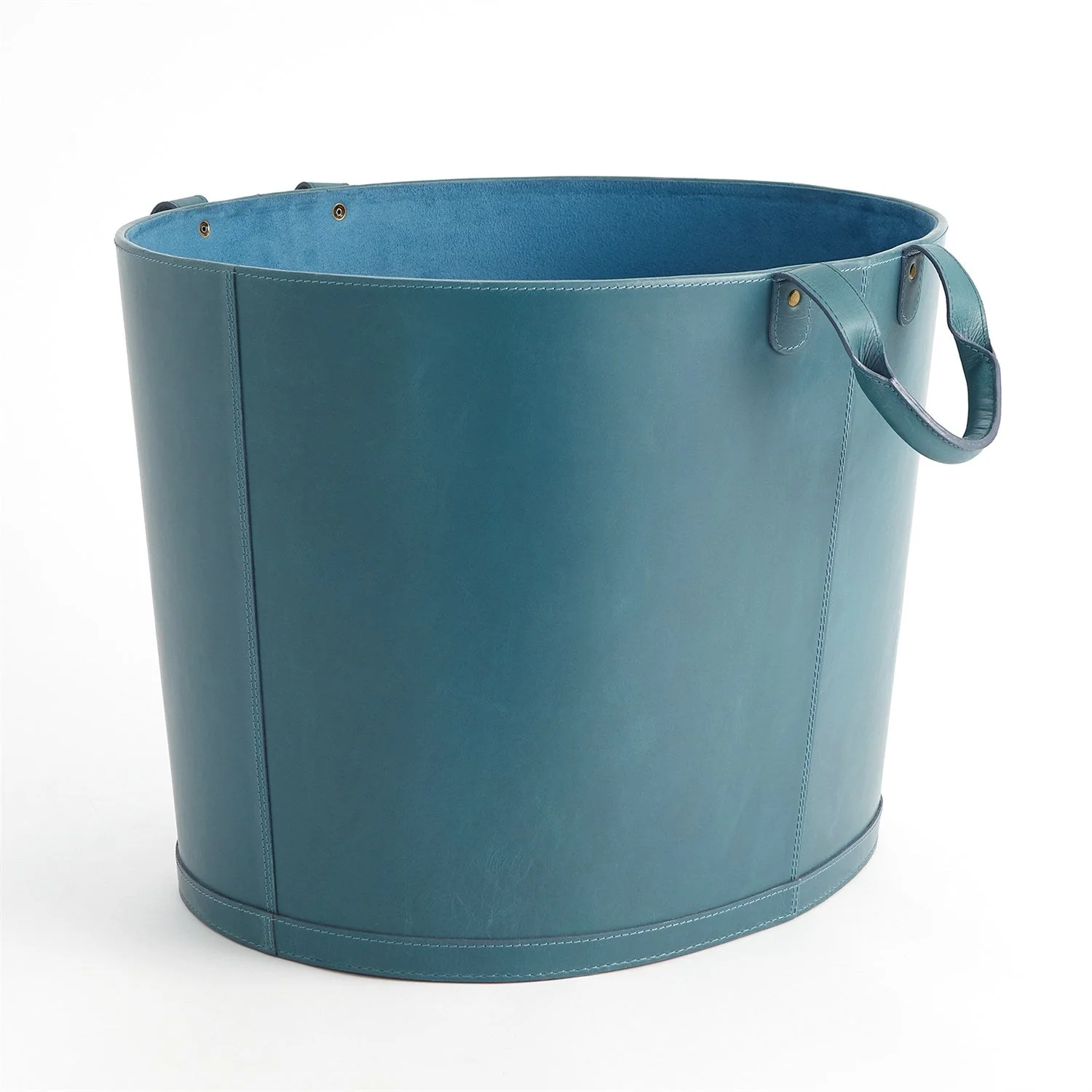 Global Views Azure Oversized Oval Leather Basket - Image 2