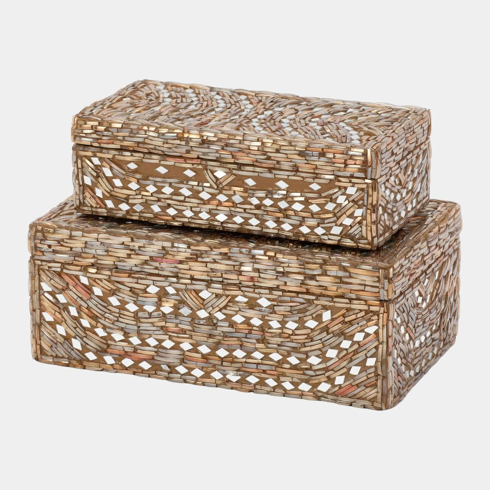 Global Views Priya Taupe Glass Bangle Bracelet Box Clearance - Image 3