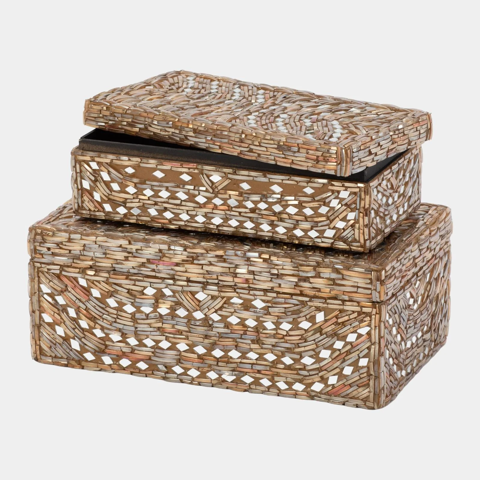 Global Views Priya Taupe Glass Bangle Bracelet Box Clearance - Image 4