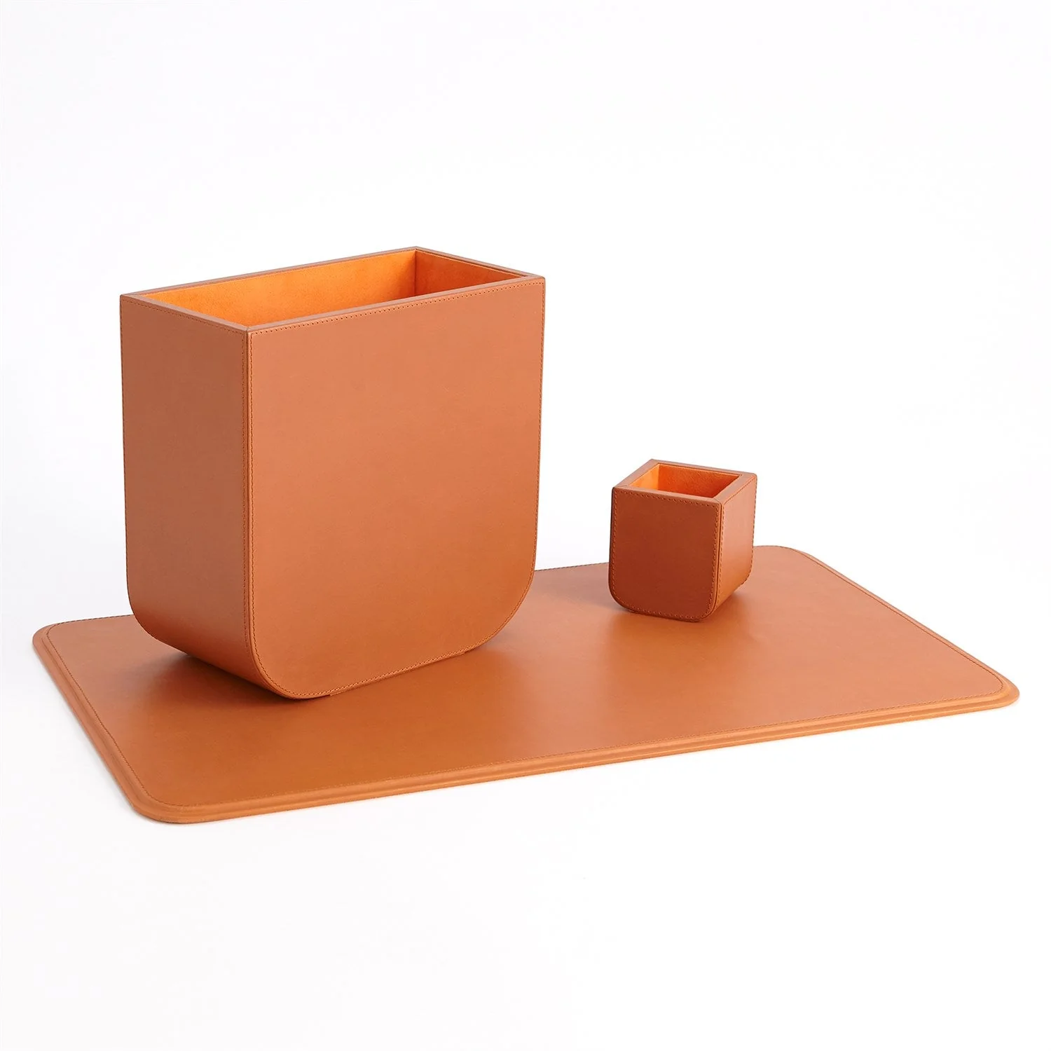 Global Views Orange Radius Edge Leather Desk Accessories - Image 2