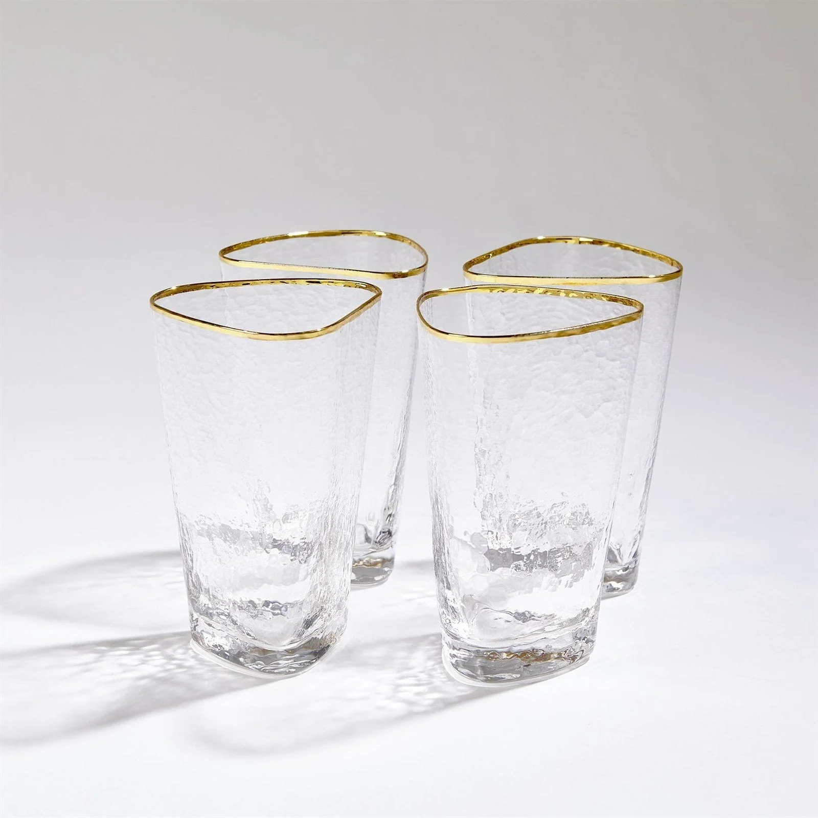 Global Views Hammered Clear Glasses with Gold Rim Set of 4 - Image 4