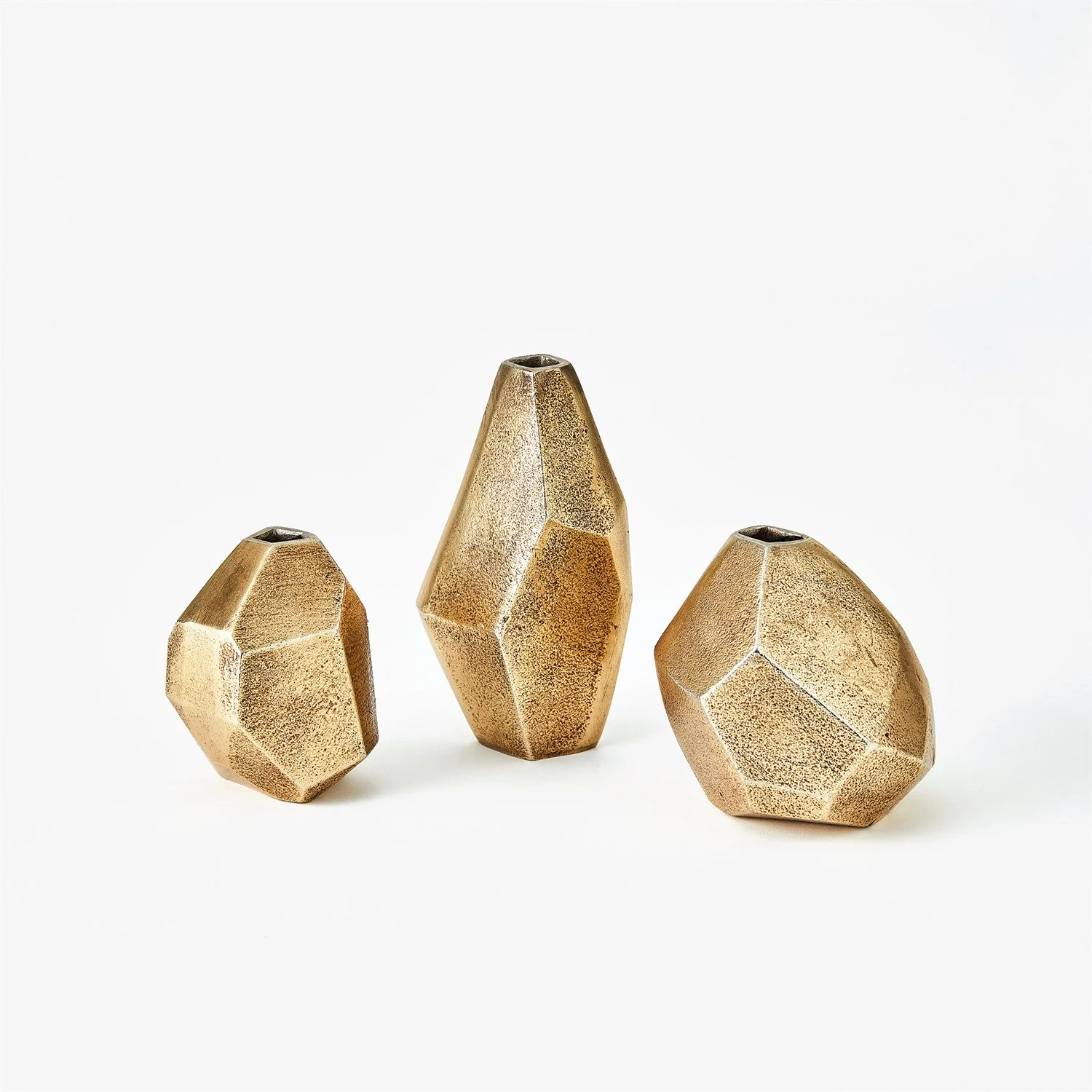 Global Views Antique Brass Geo Vases - Image 3