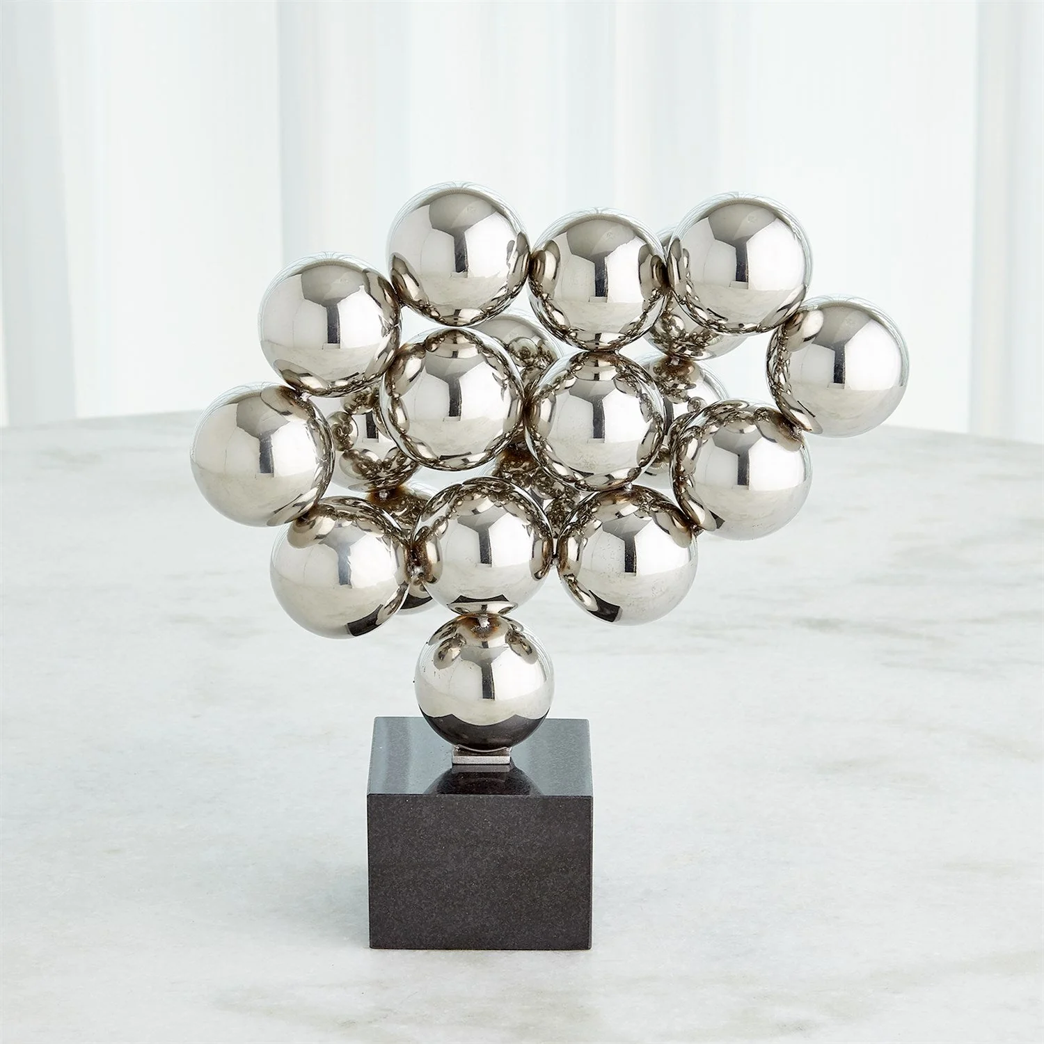 Global Views Nickel Black Granite Sphere Sculpture - Image 2