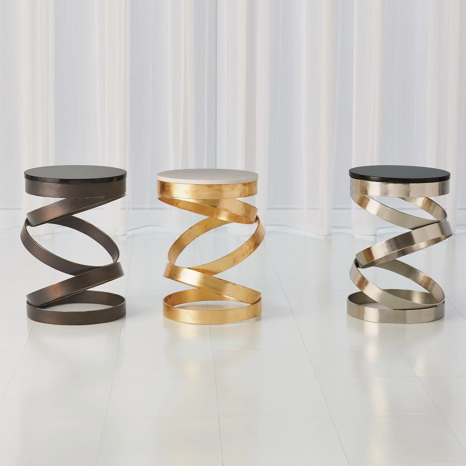 Global Views Nickel Spiral Table - Image 9
