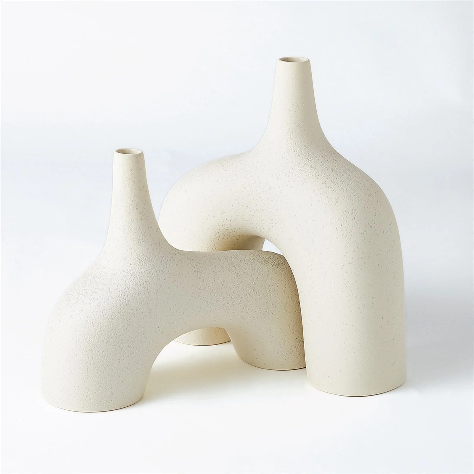 Global Views Cream Stone Stretch Vase - Image 4