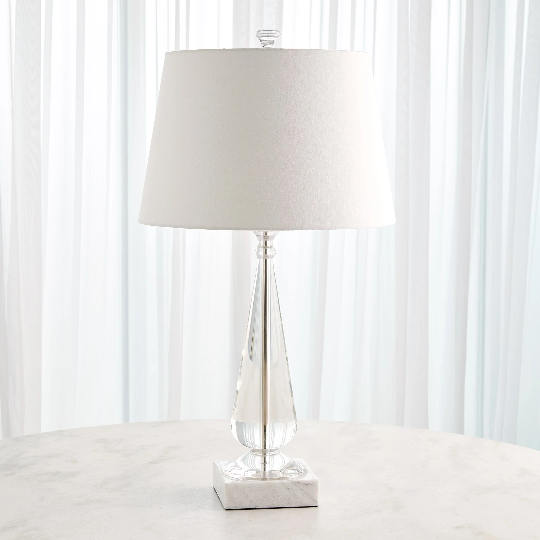 Global Views Marble Base Tapered Crystal Lamp - Image 3