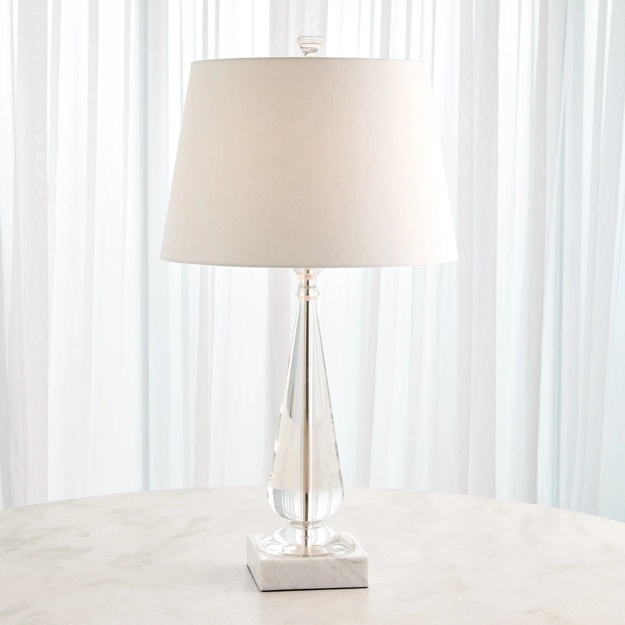 Global Views Marble Base Tapered Crystal Lamp - Image 4