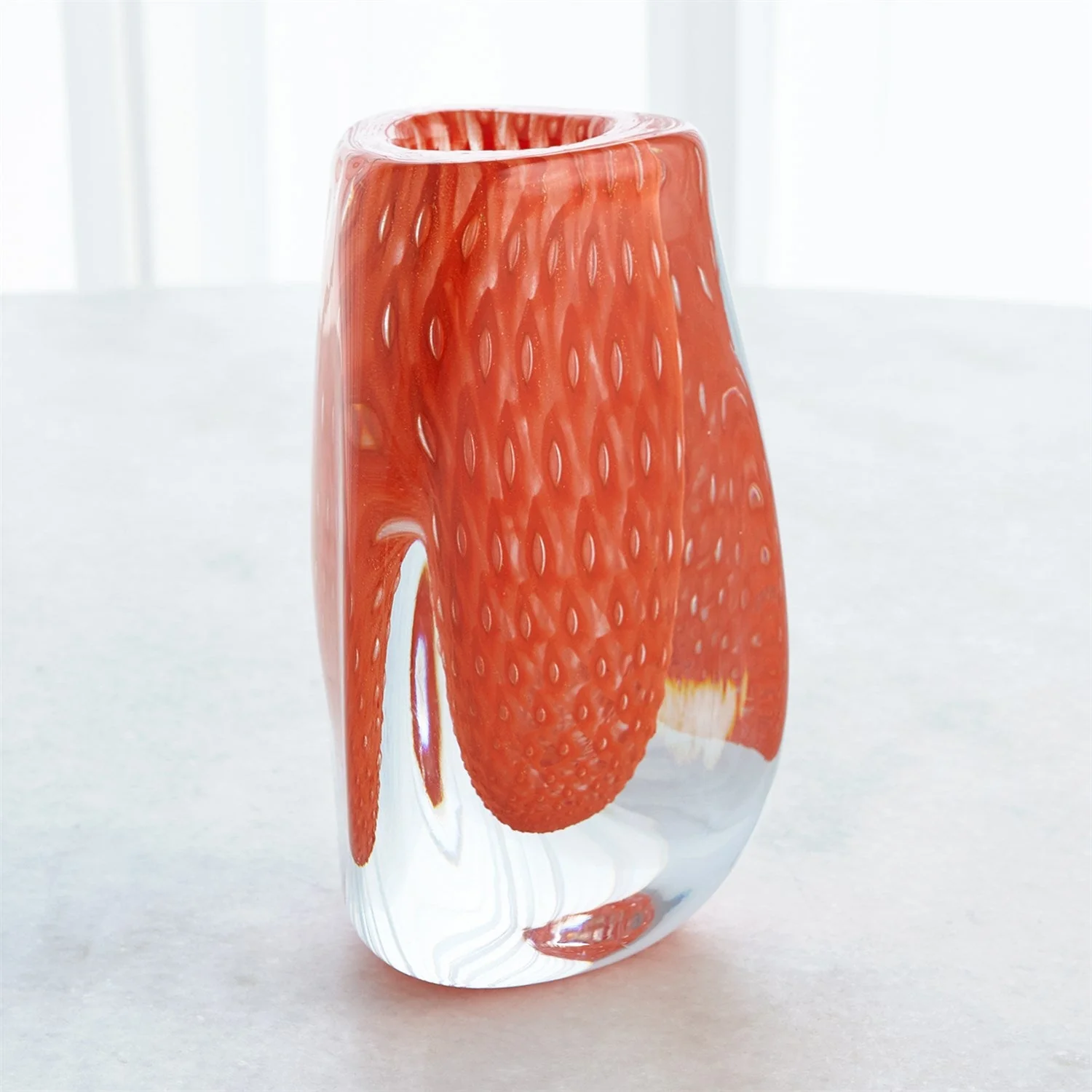 Global Views Orange Triangular Bubbled Vase - Image 3