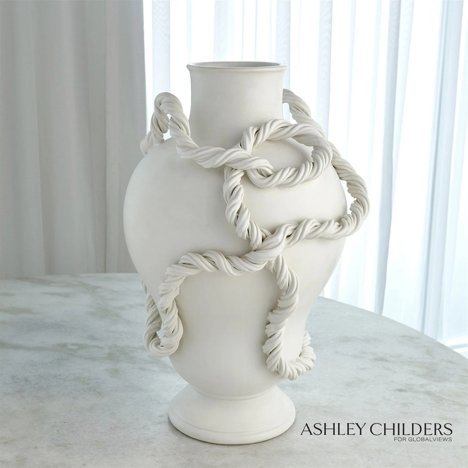 Global Views Matte White Twisted Vine Vase - Image 2