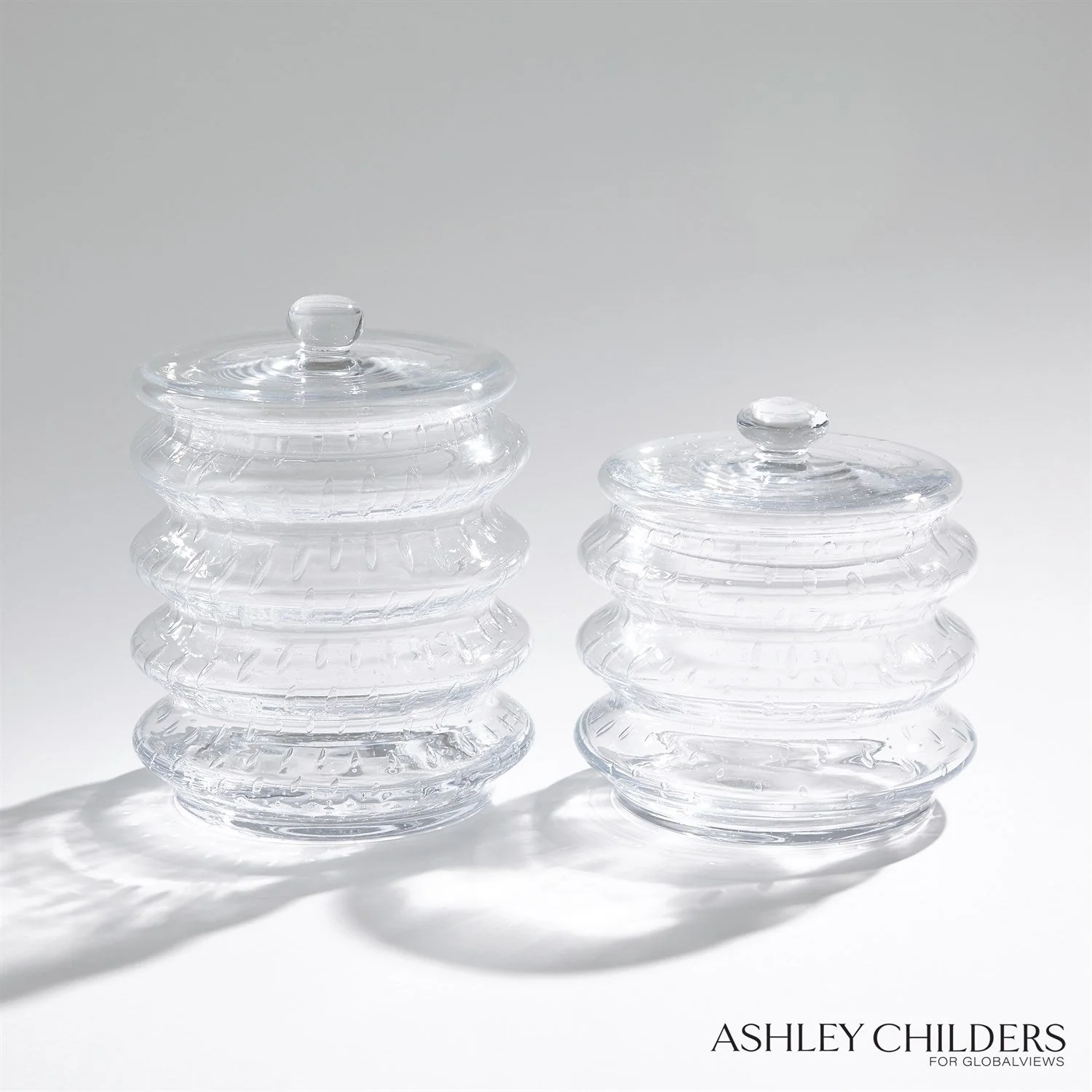 Global Views Clear Seeded Wave Canister - Image 14