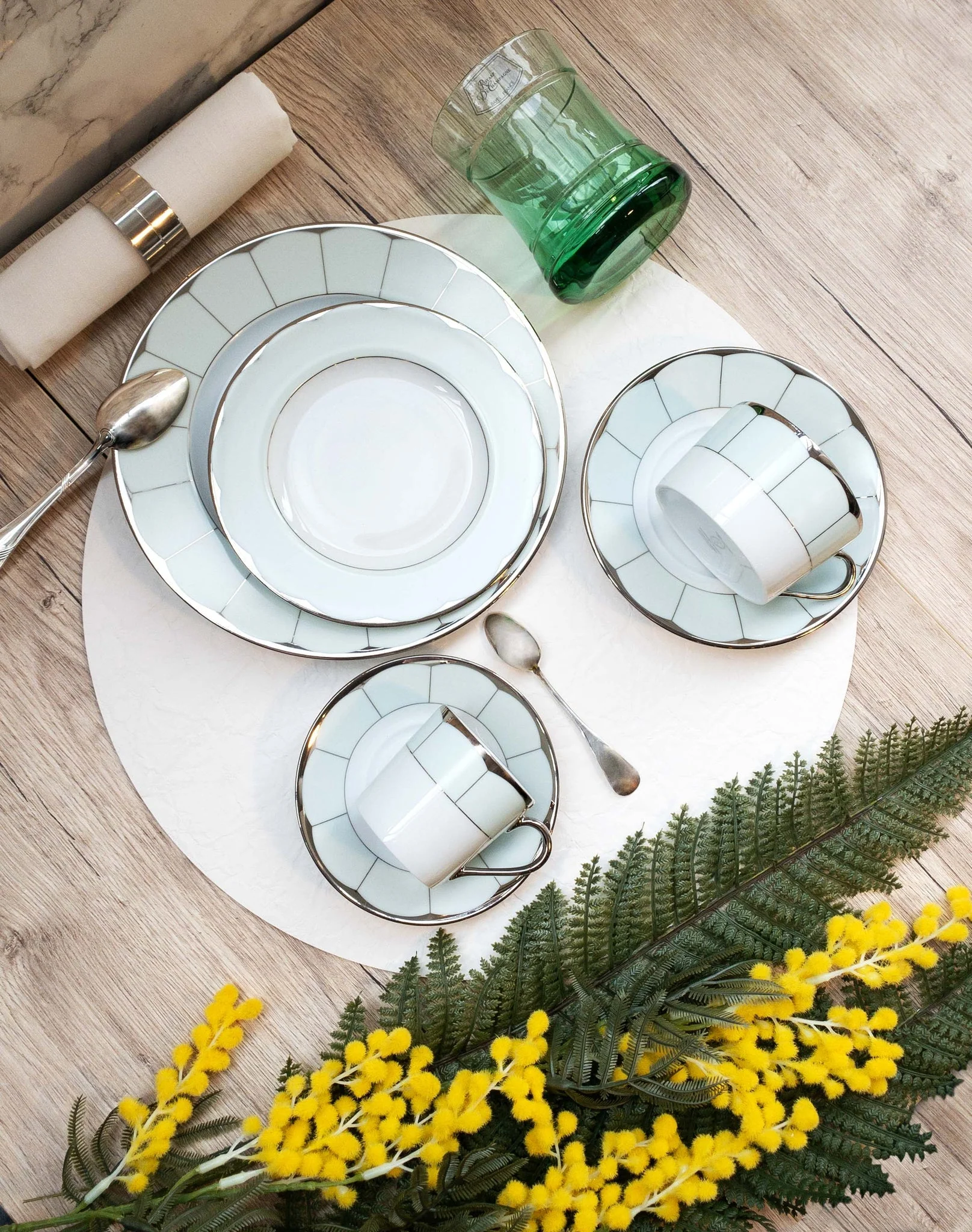 Haviland Illusion Salad Plate - Mint Platinum - Image 2