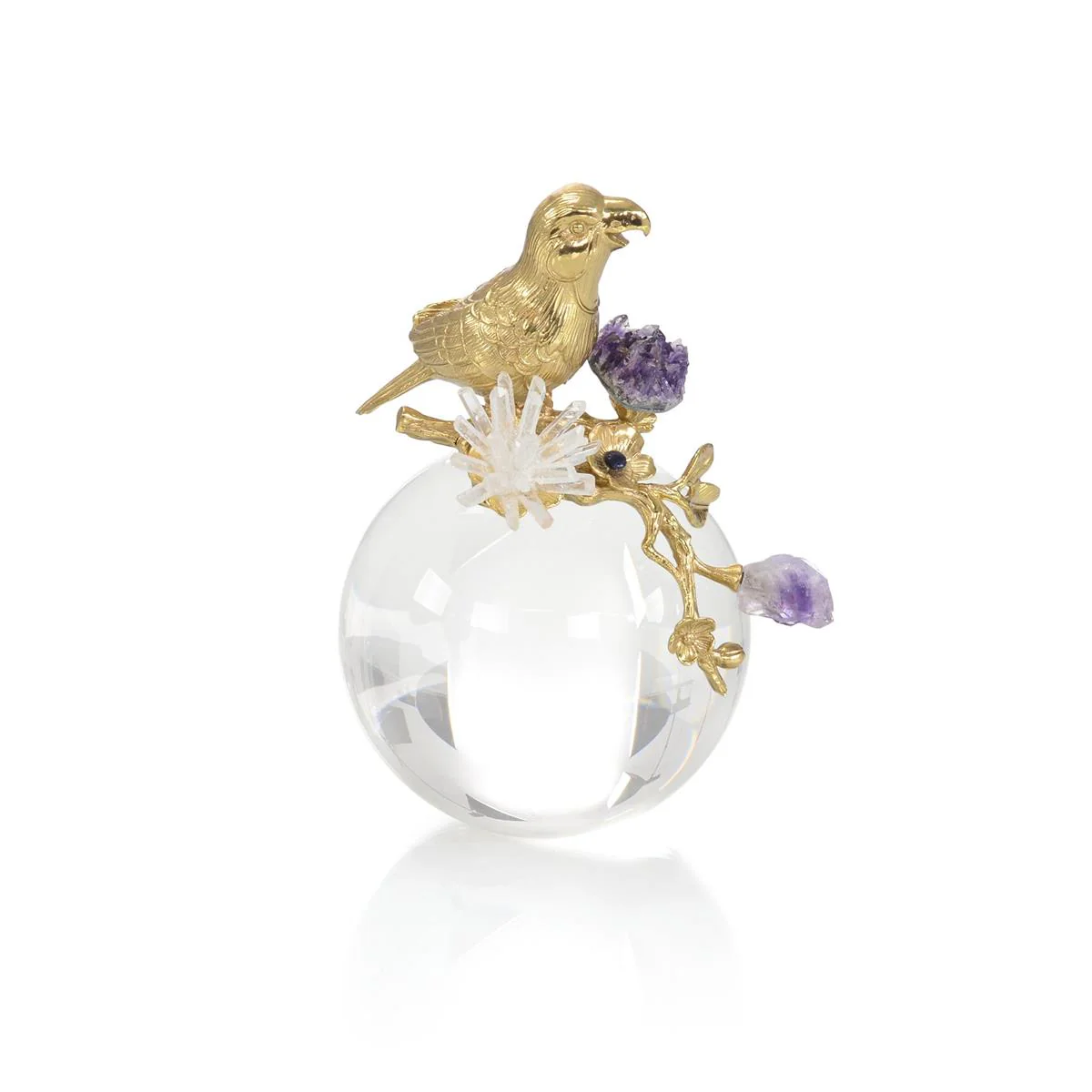 John Richard Decor Brass Parrot And Amethyst Sculpture II