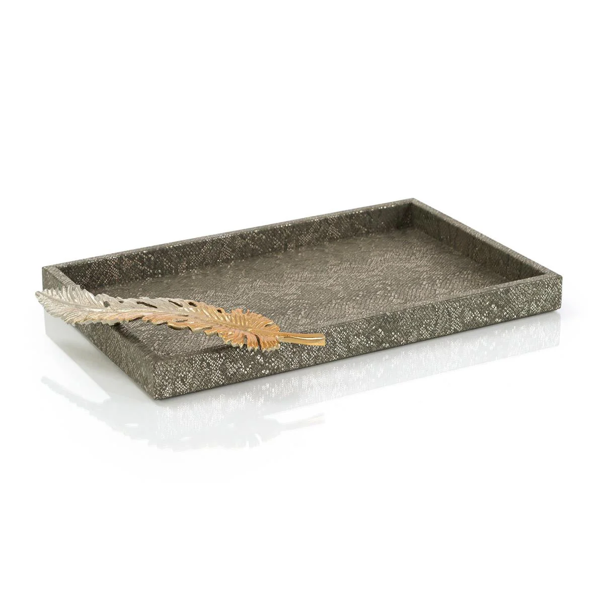 John Richard Decor Feathered Vegan Snakeskin Tray