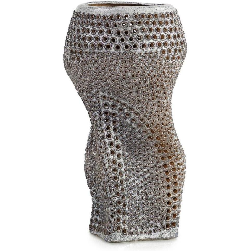 John Richard Decor Perforated Porcelain Vase, Silver