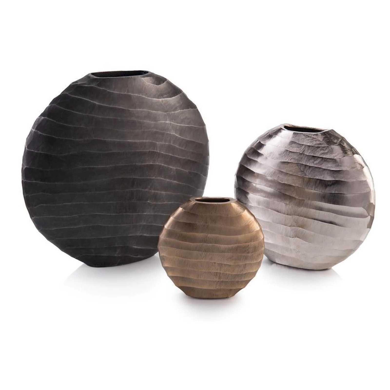 John Richard Decor Set of Three Chiseled Vases