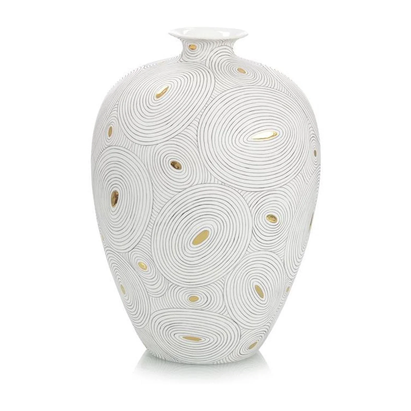 John Richard Decor White Porcelain Vase with Gold