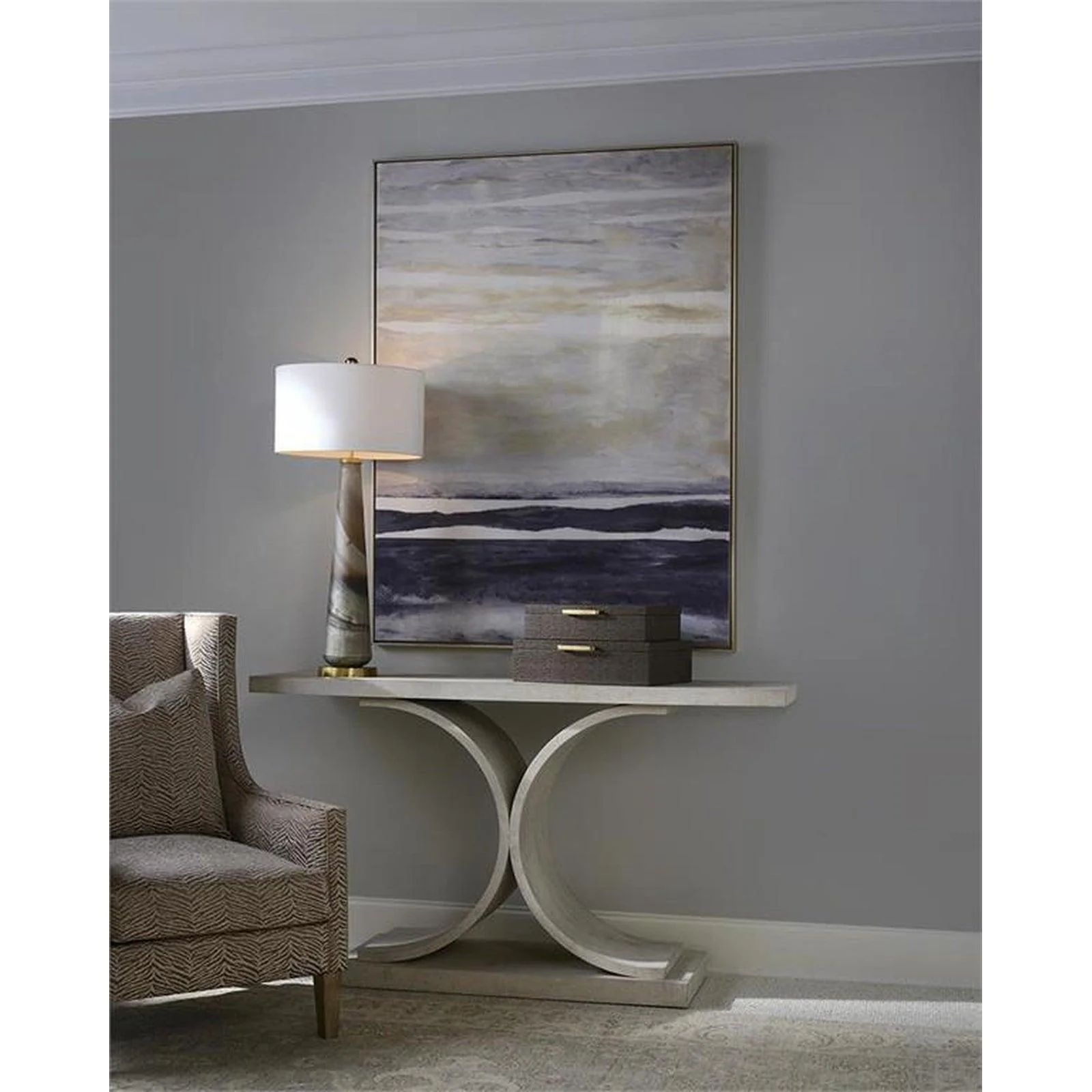 John Richard Furling Cream and Caramel Buffet Lamp - Image 2