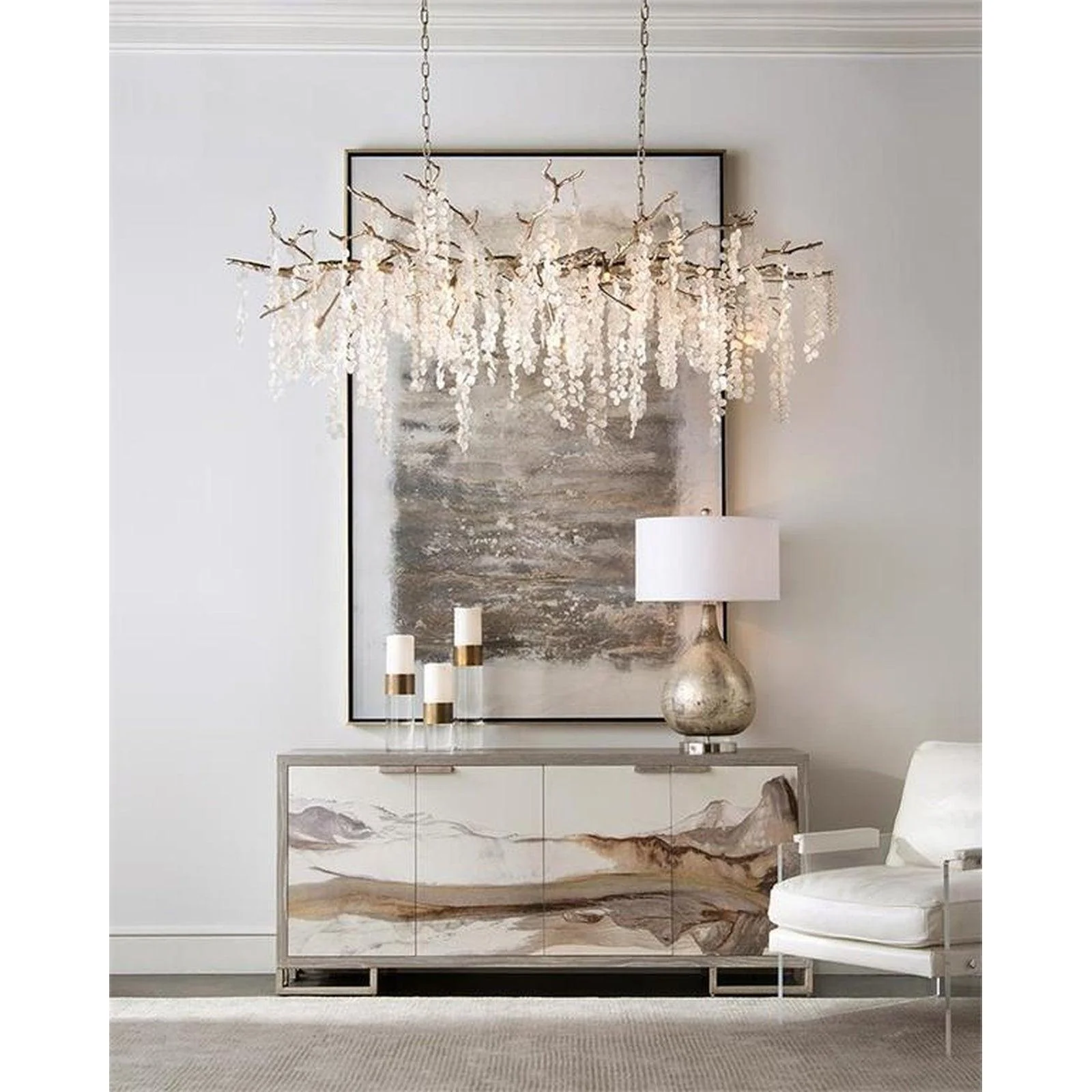 John Richard Shiro-Noda Fifteen-Light Glass Cluster Horizontal Chandelier - Image 2